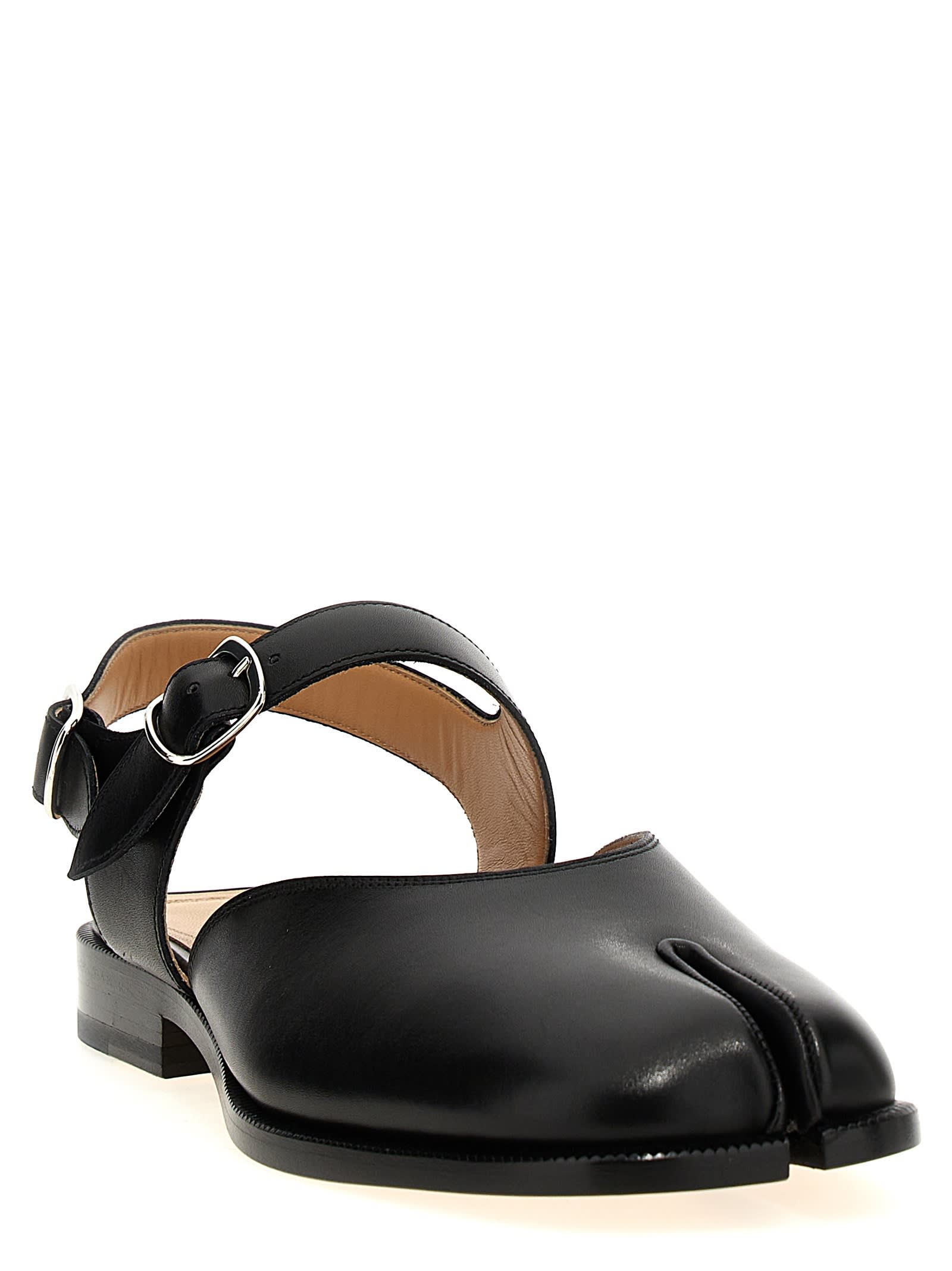 Maison Margiela Tabi Ankle-strap Leather Sandals In Black