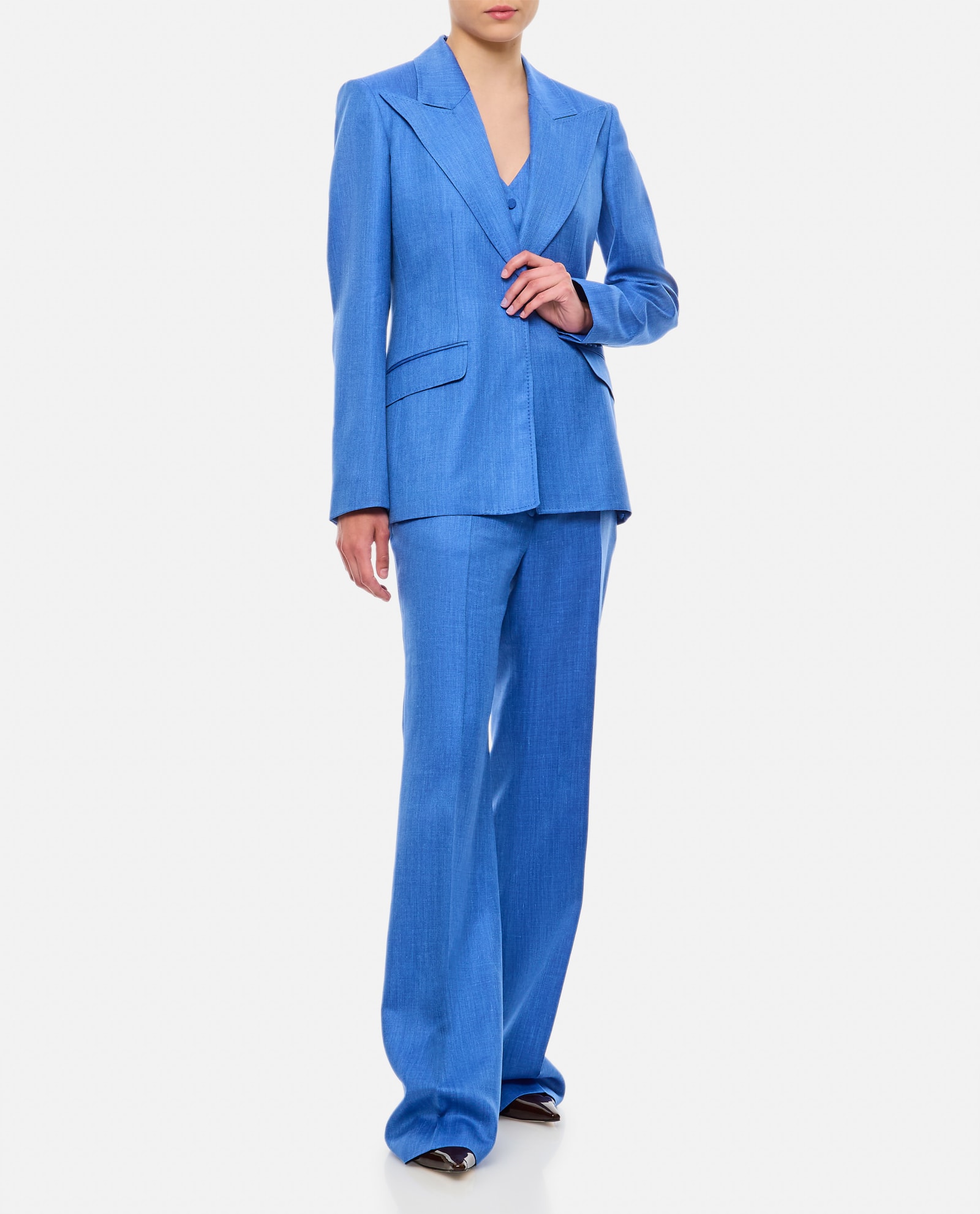 Shop Gabriela Hearst Leiva Blazer In Clear Blue