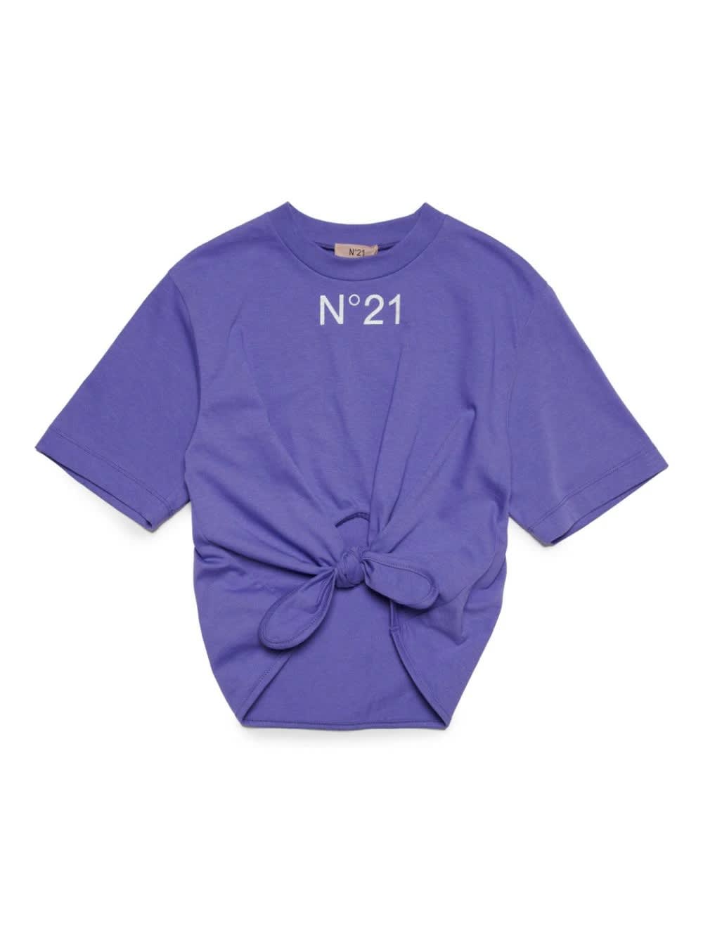 N°21 Kids' T-shirt Con Logo In Violet