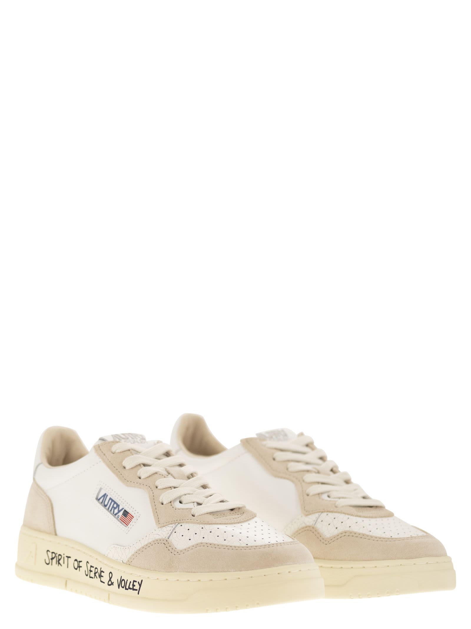 Shop Autry Medalist Low - Leather And Suede Sneakers In White Sand