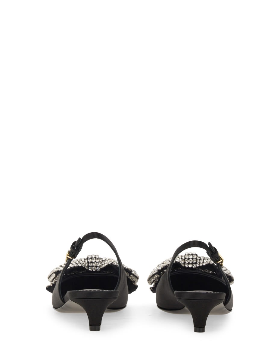 Shop Dolce & Gabbana Embellished Satin Slingbacks In Black