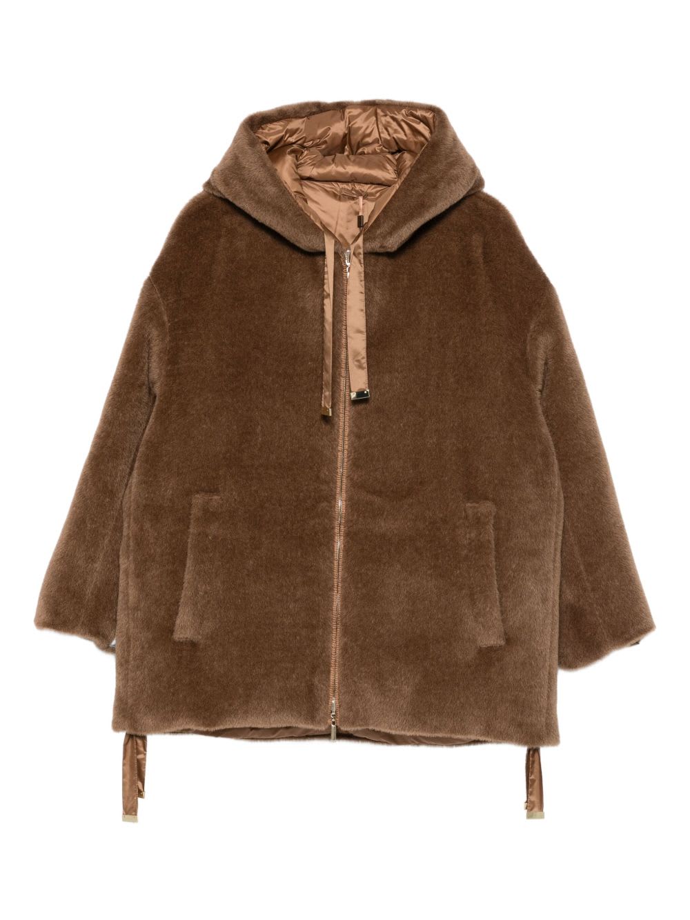 Max Mara The Cube Max Mara Olivia Hooded Coat In Brown