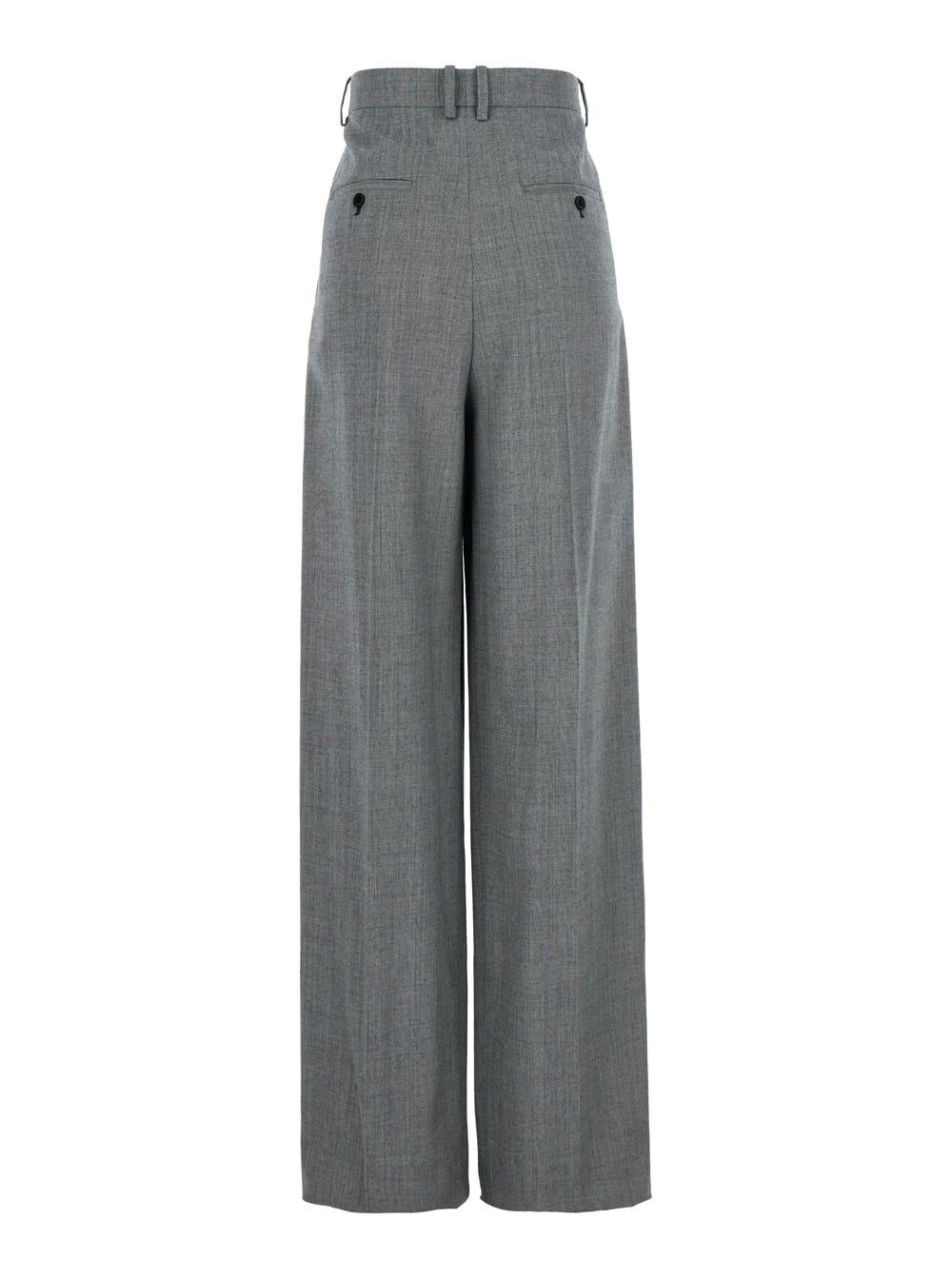Saint Laurent Grey Pants With Pences And Belt Loops In Wool Woman