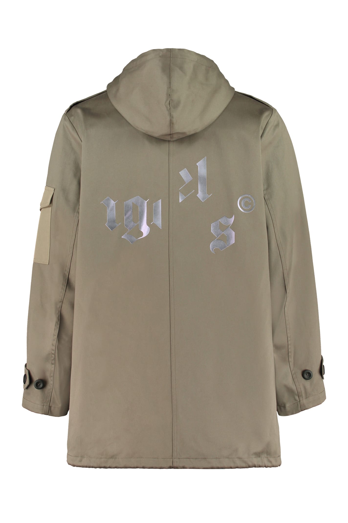 Shop Palm Angels Hooded Cotton Parka In Green