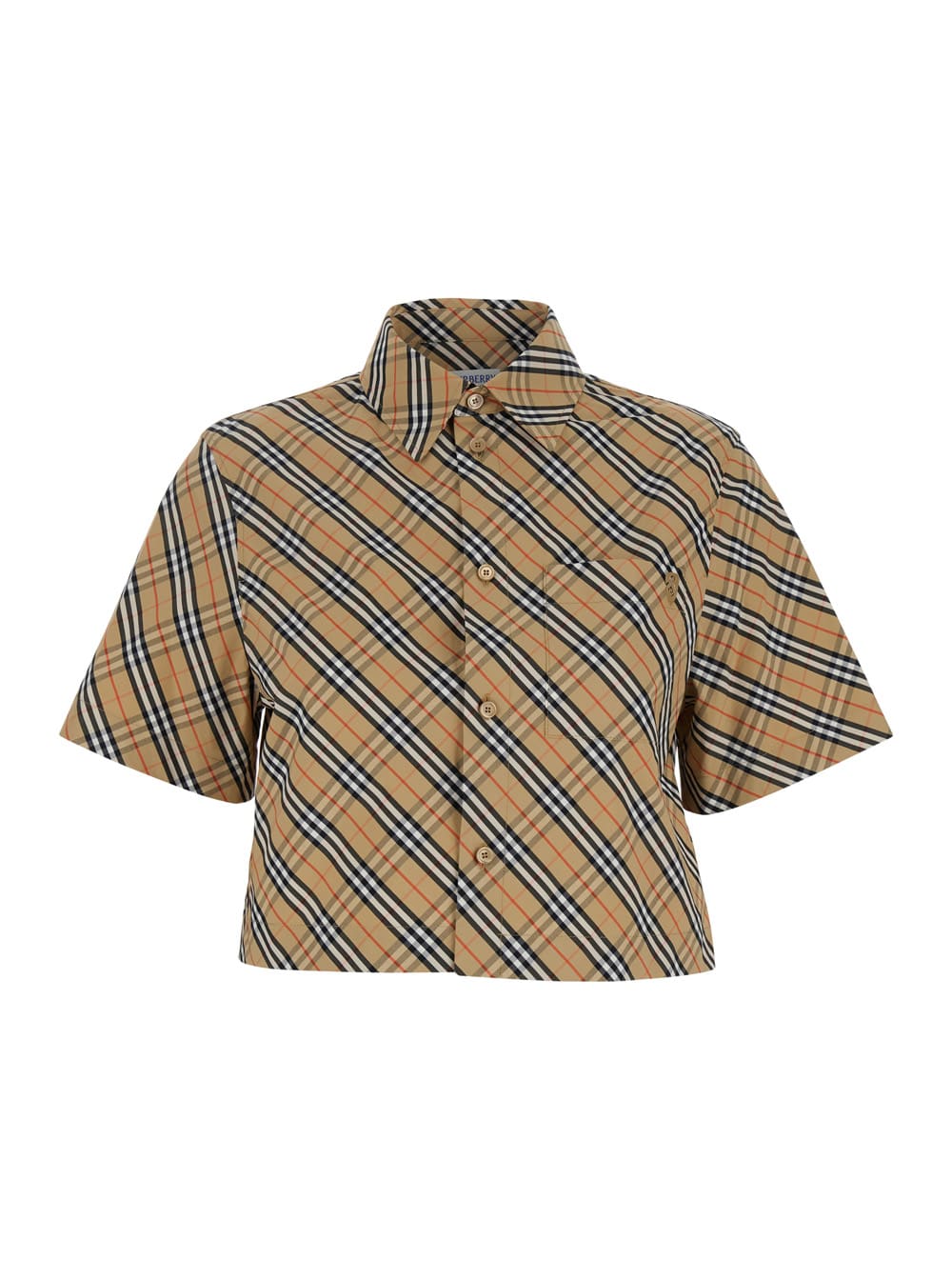 Burberry Checked Cropped Shirt In Beige