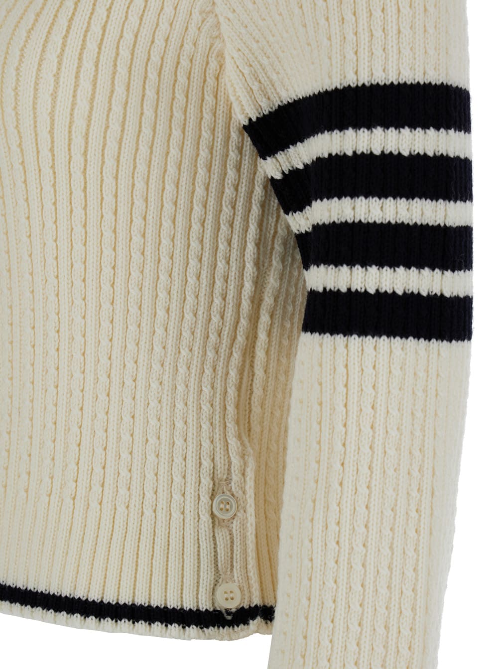 Shop Thom Browne White Sweater With 4-bar Detail In Knit Woman