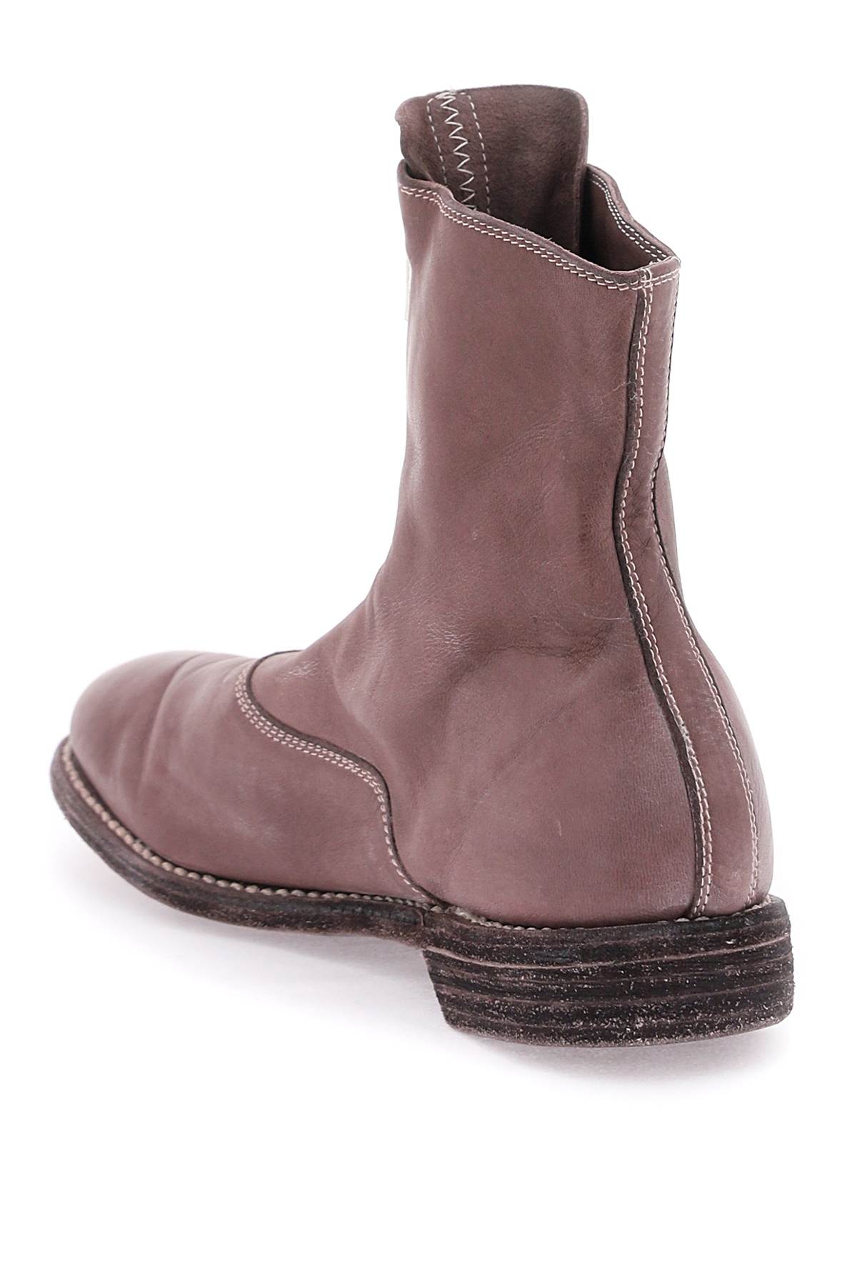 Shop Guidi Front Zip Leather Ankle Boots In Mauve (purple)