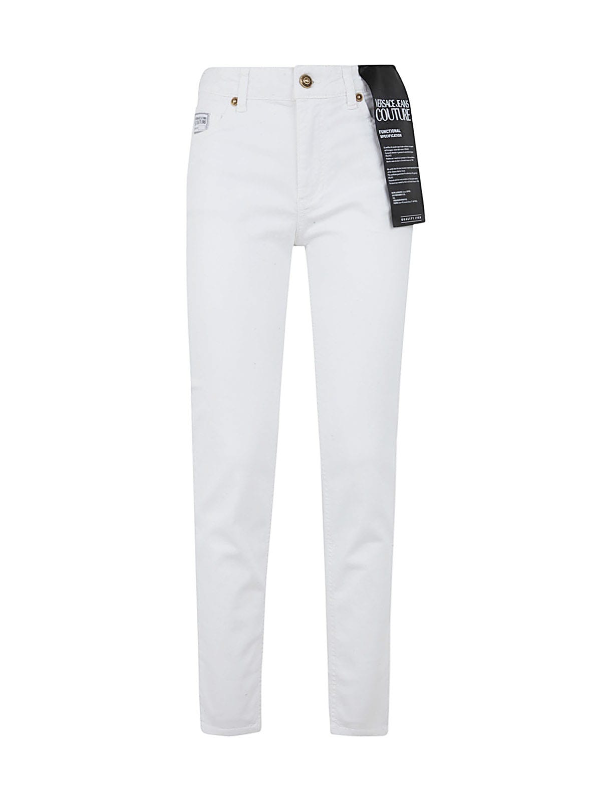 Versace Jeans Couture Logo-embroidered Skinny Trousers In White