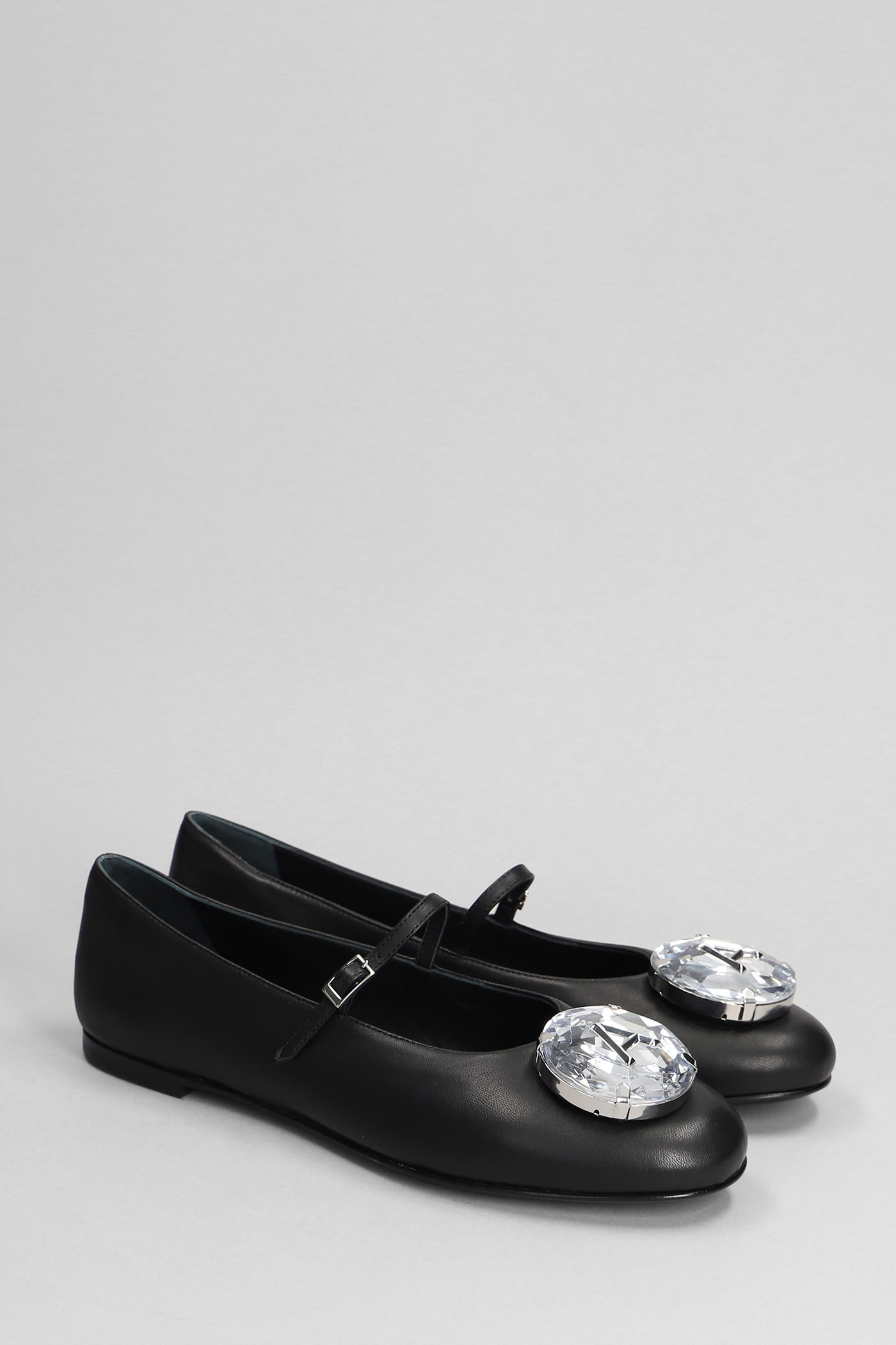 Shop Area Ballet Flats In Black Leather