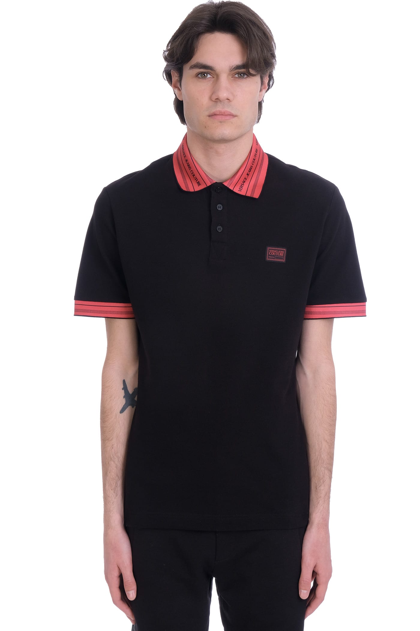 Versace Jeans Couture Polo In Black Cotton