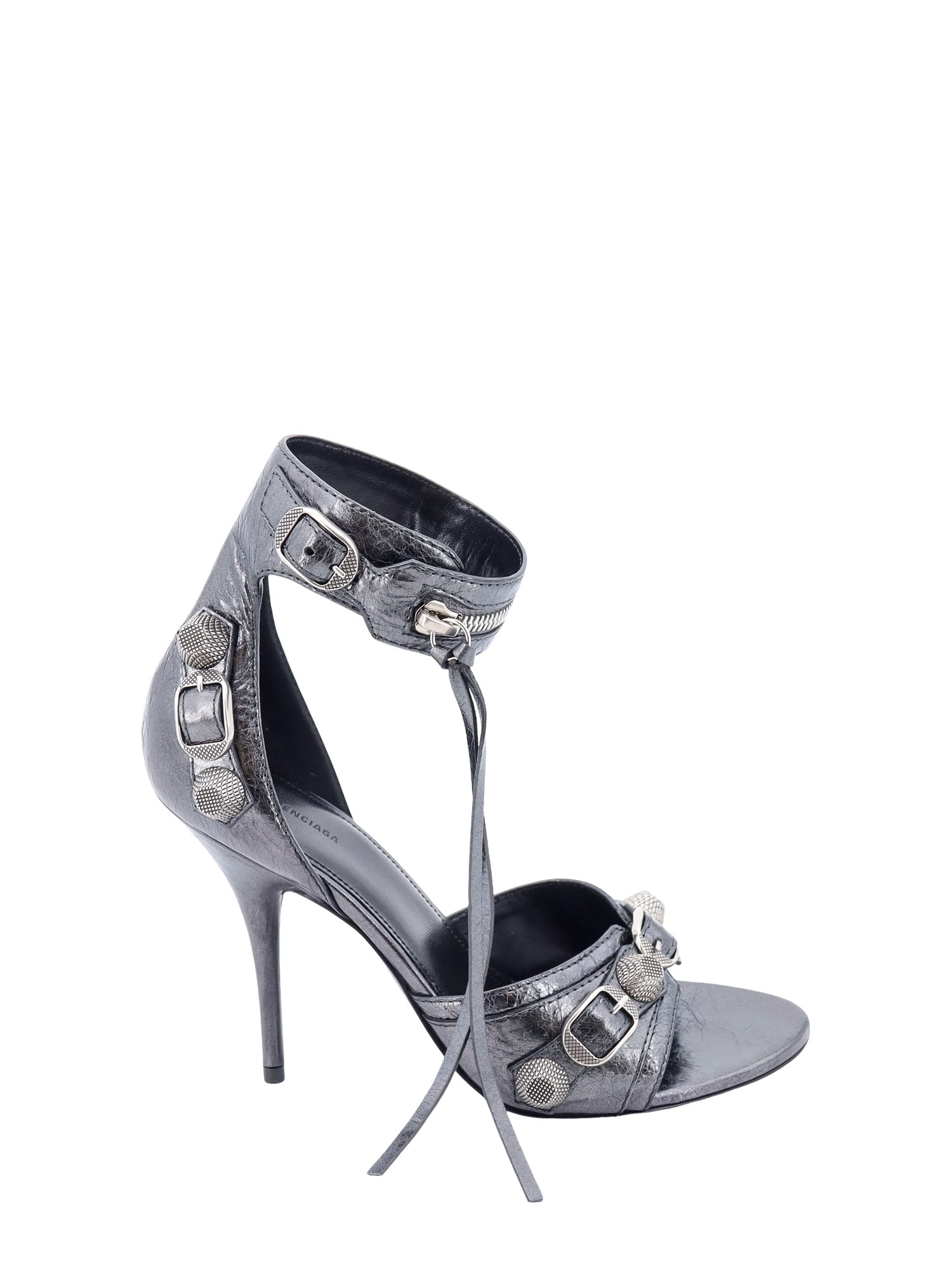 Shop Balenciaga Cagole Sandals In Silver