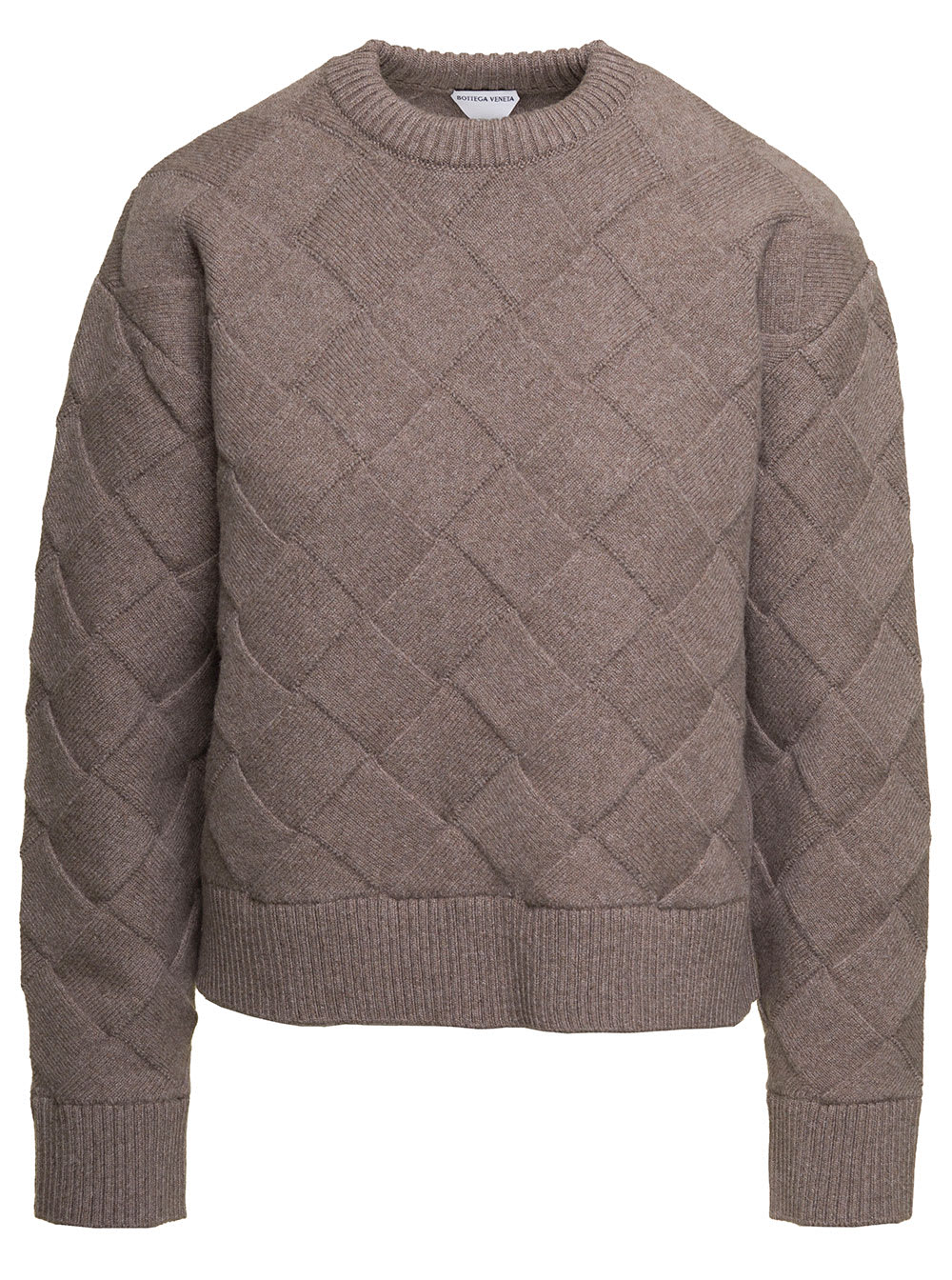 Shop Bottega Veneta Grey Knitted Sweater With 3d Twist In Wool Woman