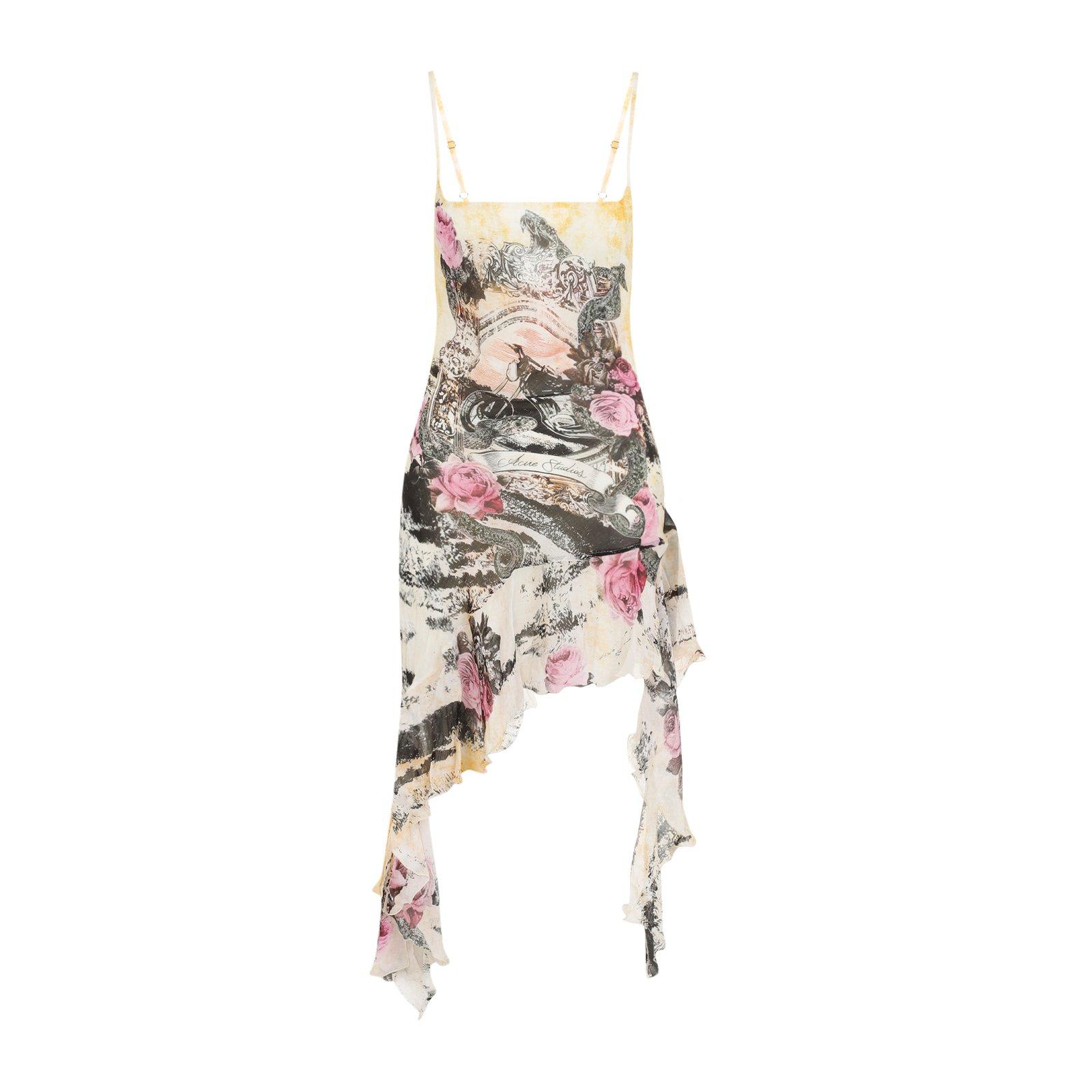 Shop Acne Studios Printed Strap Dress In Bqa Multi Yellow