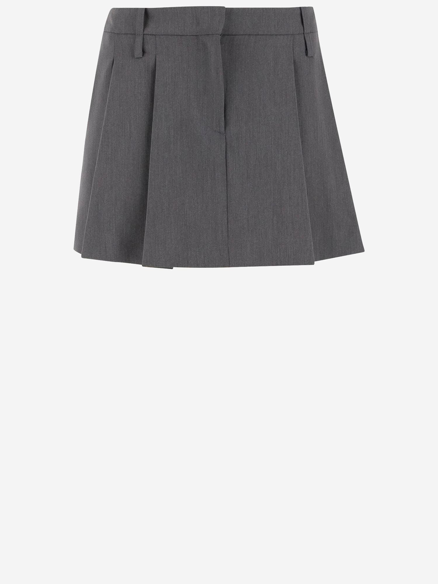 Shop Pinko Pleated Stretch Viscose Blend Skirt In Grey