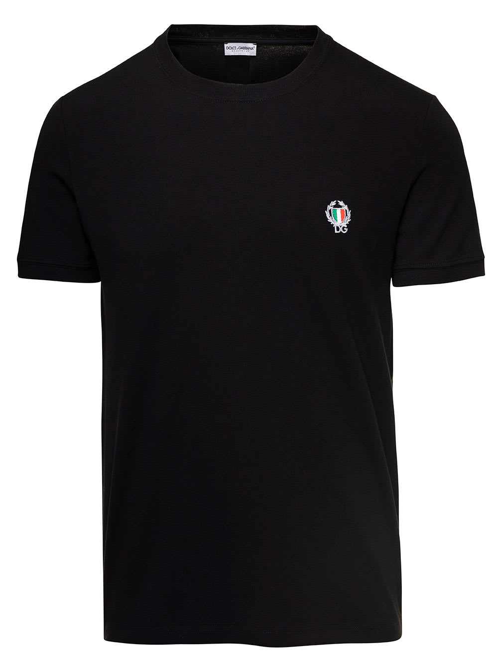 Dolce & Gabbana Crown And Laurel Patch Crewneck T-shirt In Black