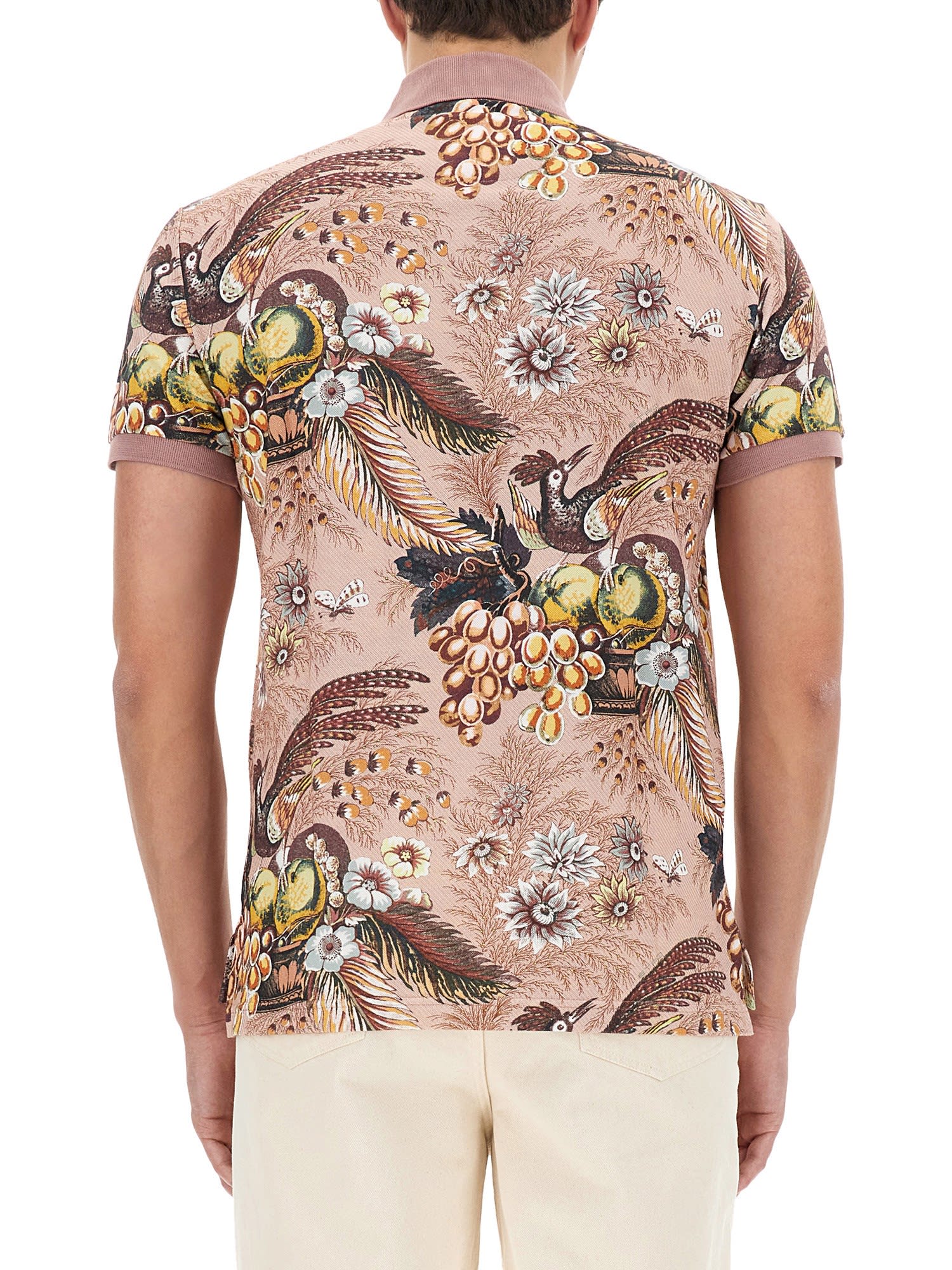 Shop Etro Polo Shirt With Foliage Print
