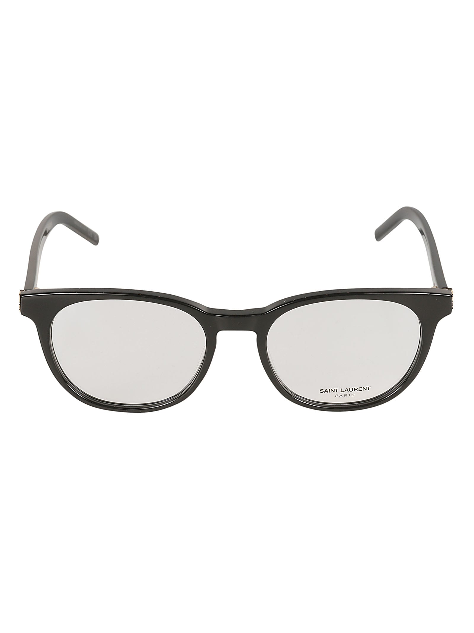Saint Laurent Round Frame Classic Glasses In Black/transparent