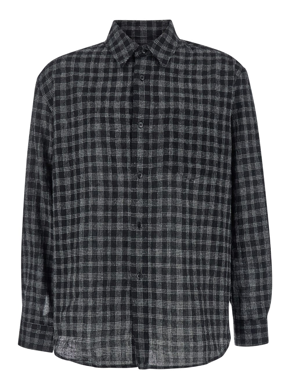 Shop Tonywack Light Wool Brushed Check Shirt In Black