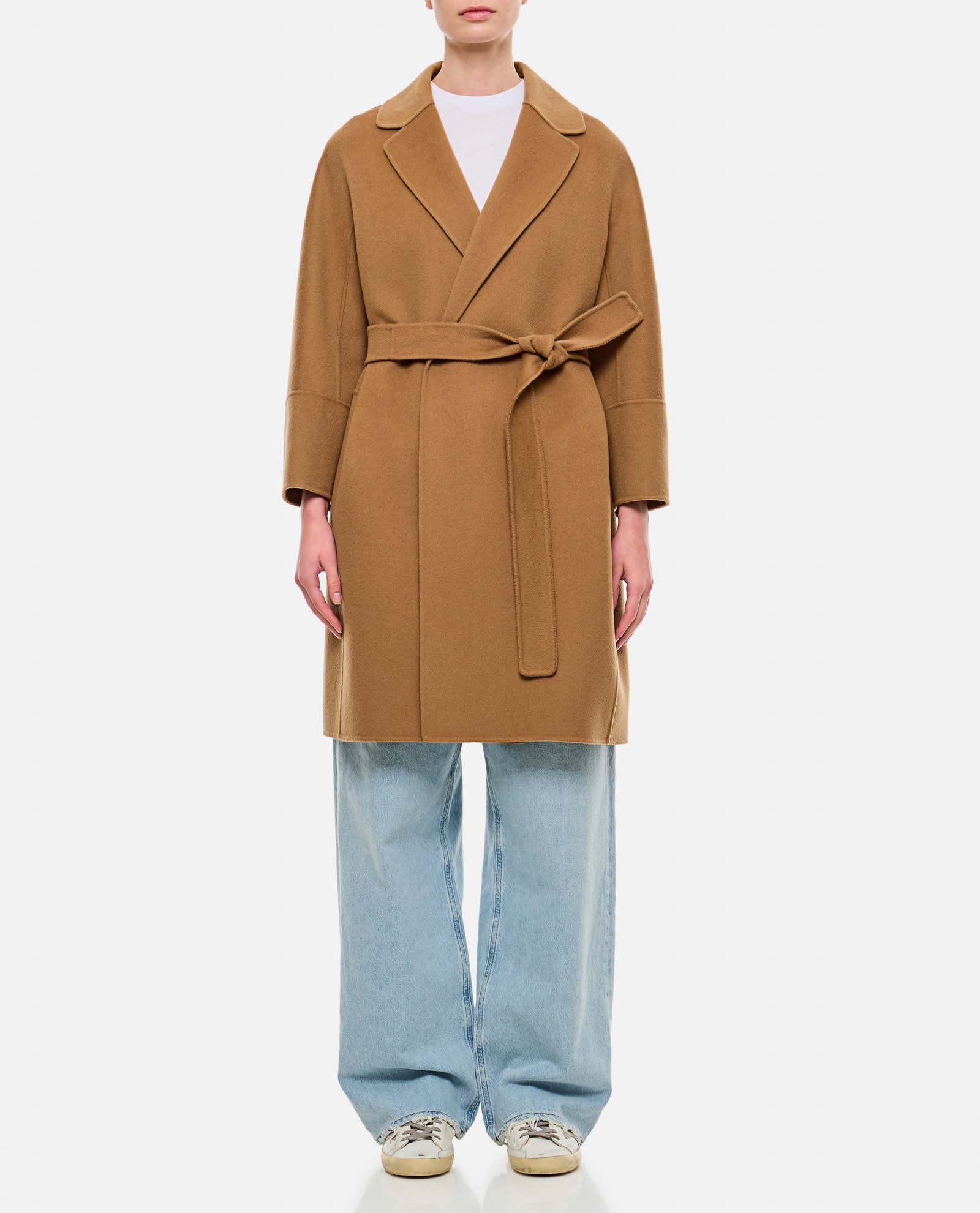 Shop 's Max Mara Arona Open Coat In Camel