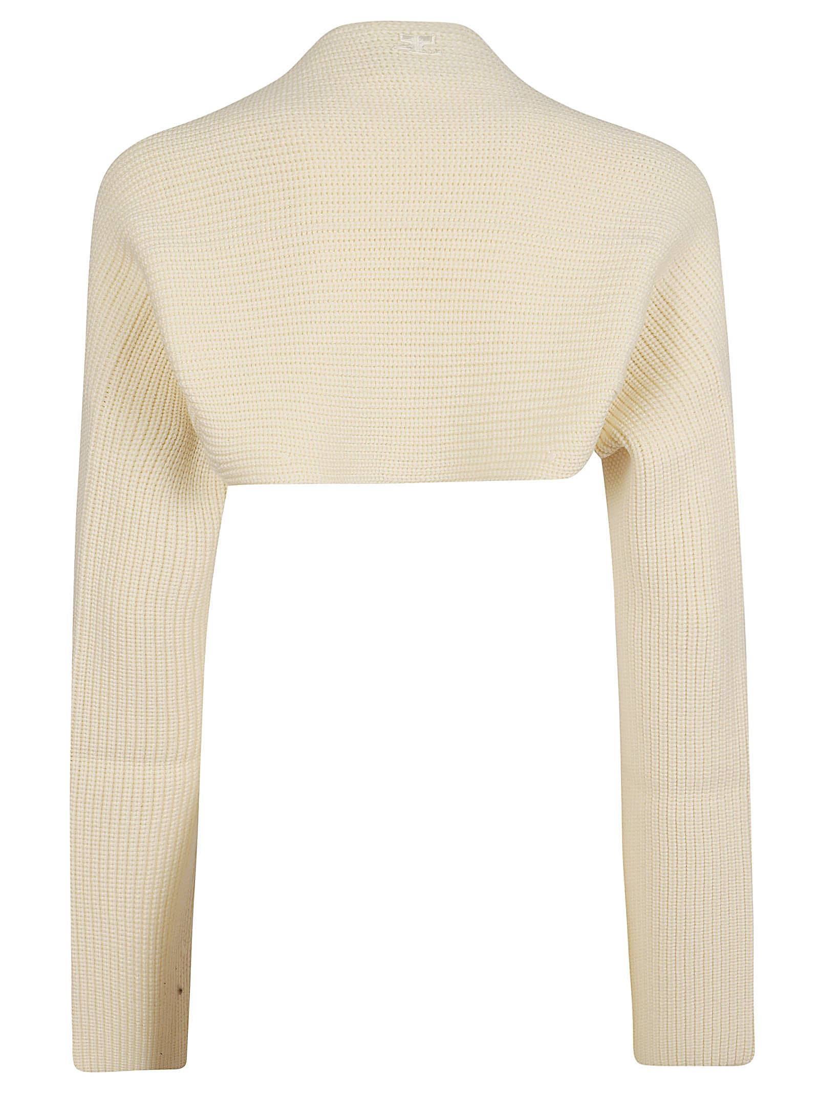 Shop Courrèges Ribbed Wool Arm Gloves In Natural