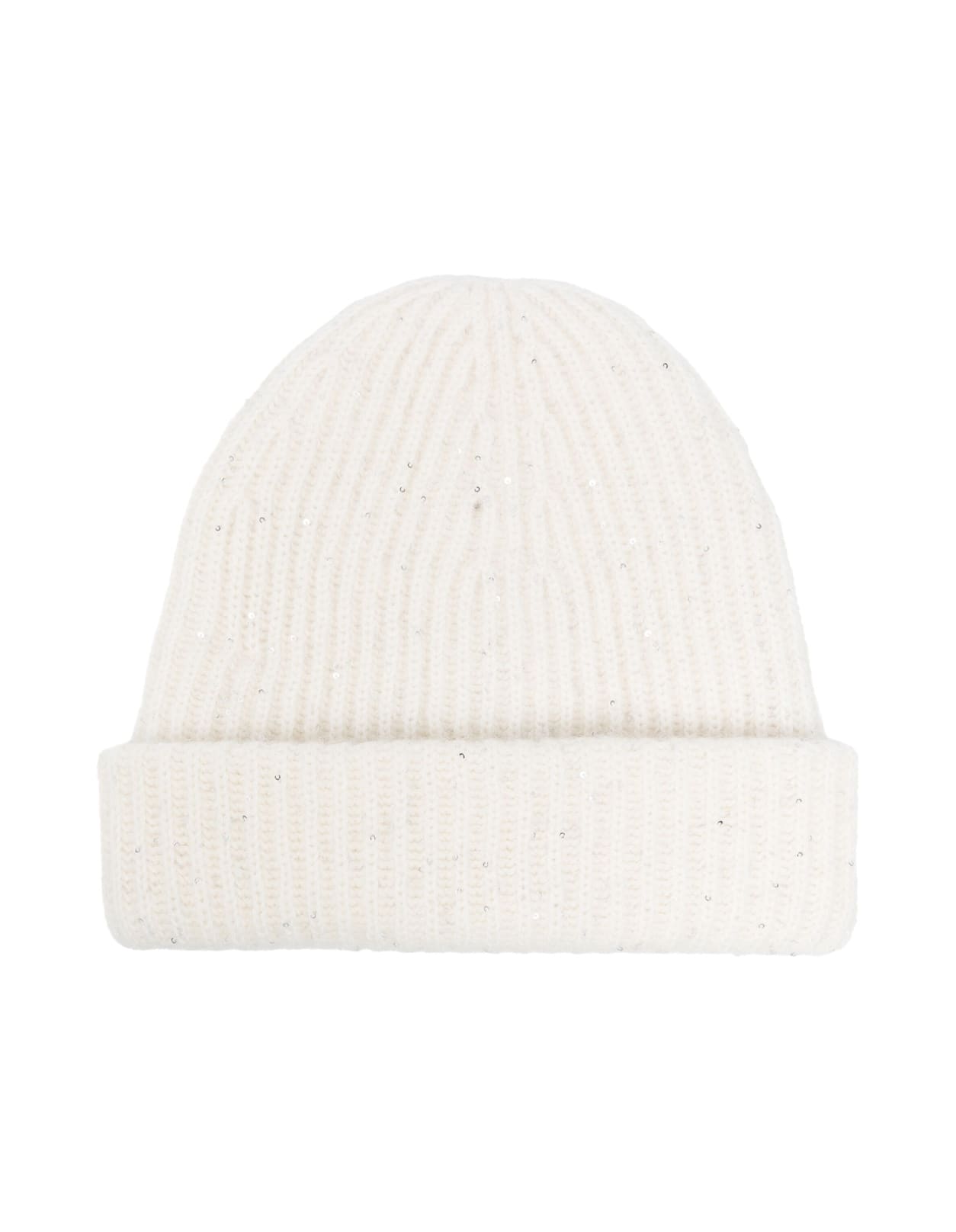 FABIANA FILIPPI WHITE BEANIE WITH SEQUINS 