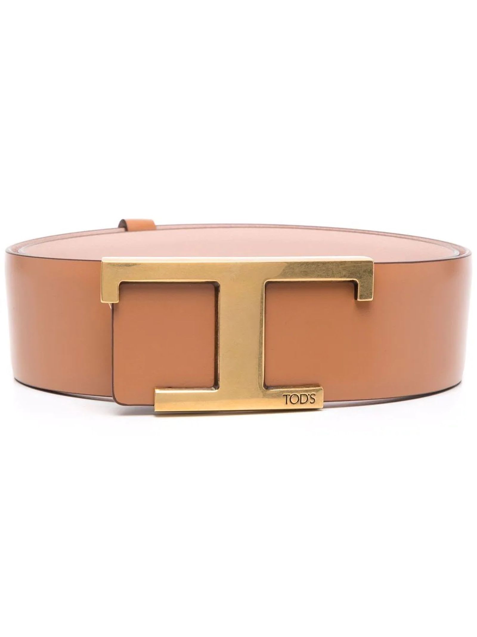 TOD'S BROWN CALF LEATHER BELT