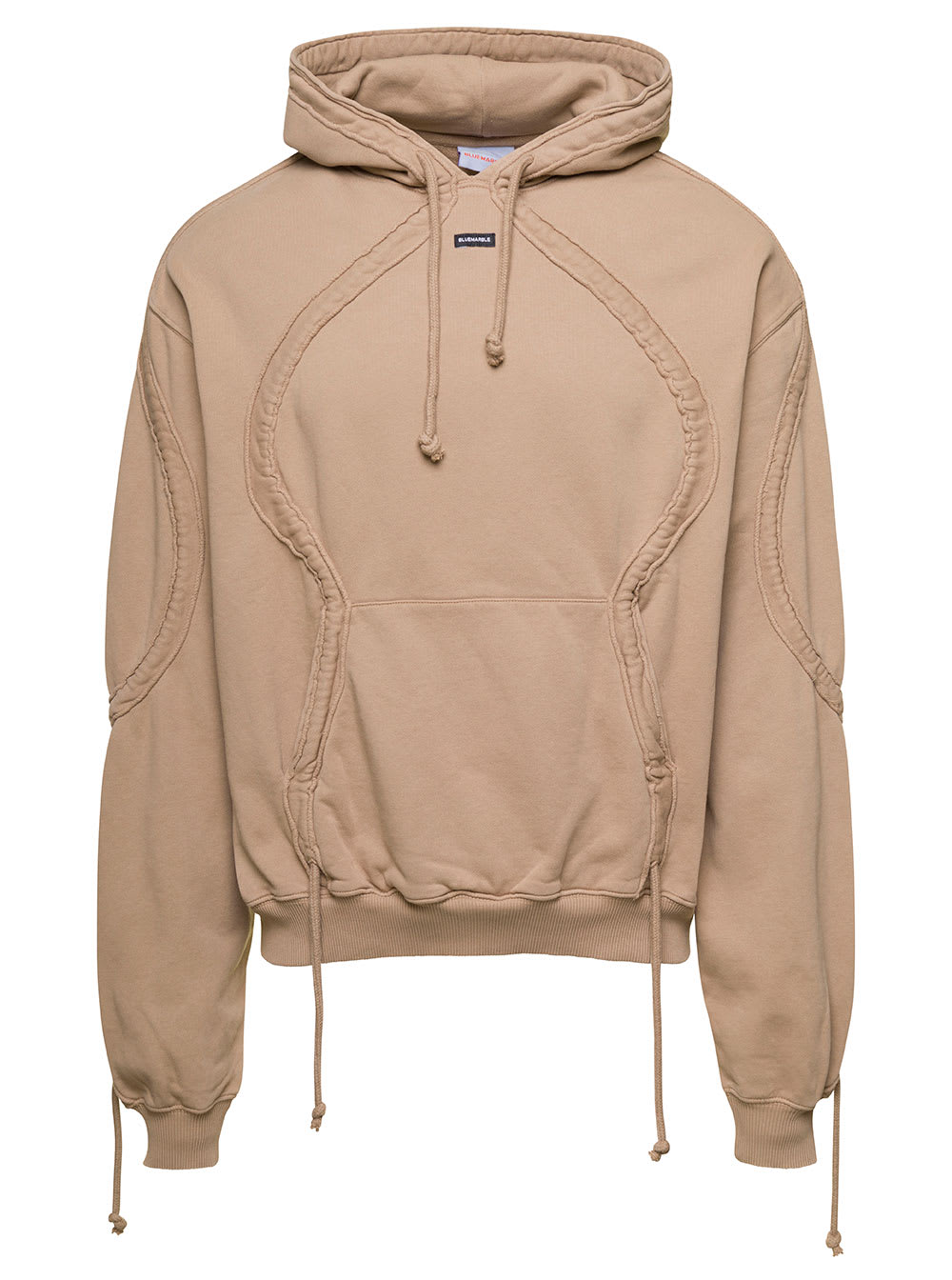 Shop Bluemarble Beige Hoodie With Drawstring In Cotton Man