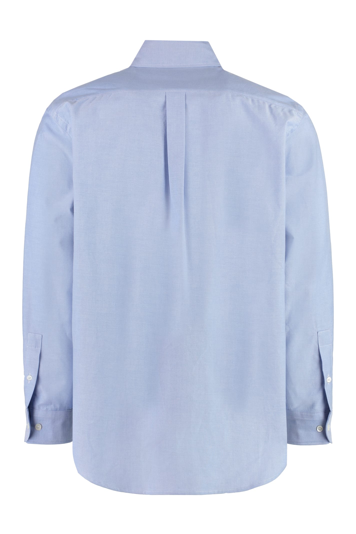 Shop Palm Angels Button-down Collar Cotton Shirt In Light Blue