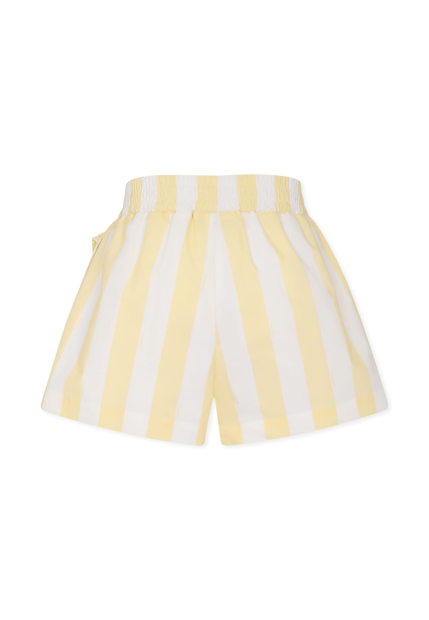 Fendi Yellow Shorts For Girl With Pequin Print In Yellow
