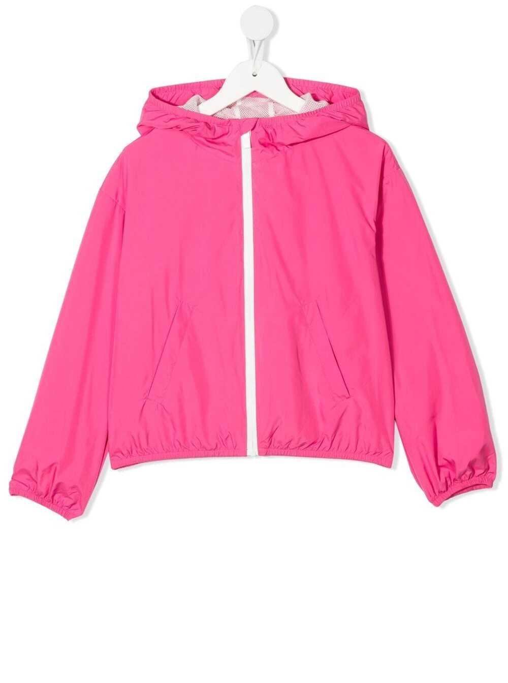 Emporio Armani Kids Girls Pink Nylon Jacket With Logo Print