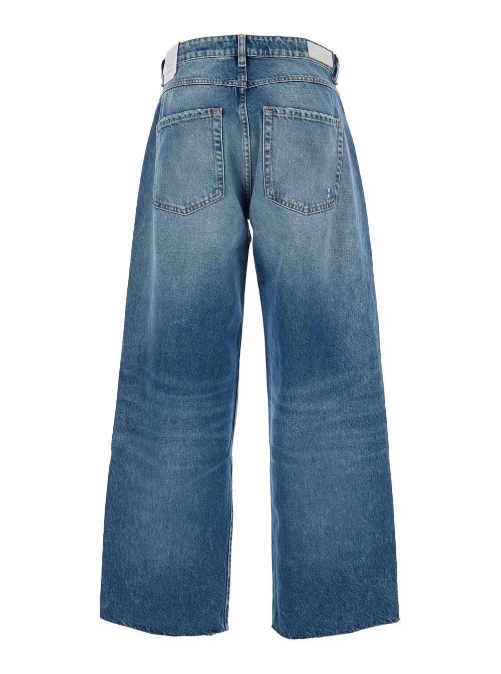 Icon Denim Bea Blue Jeans With Wide Leg And Logo Patch On The Rear In Denim Woman In Blue