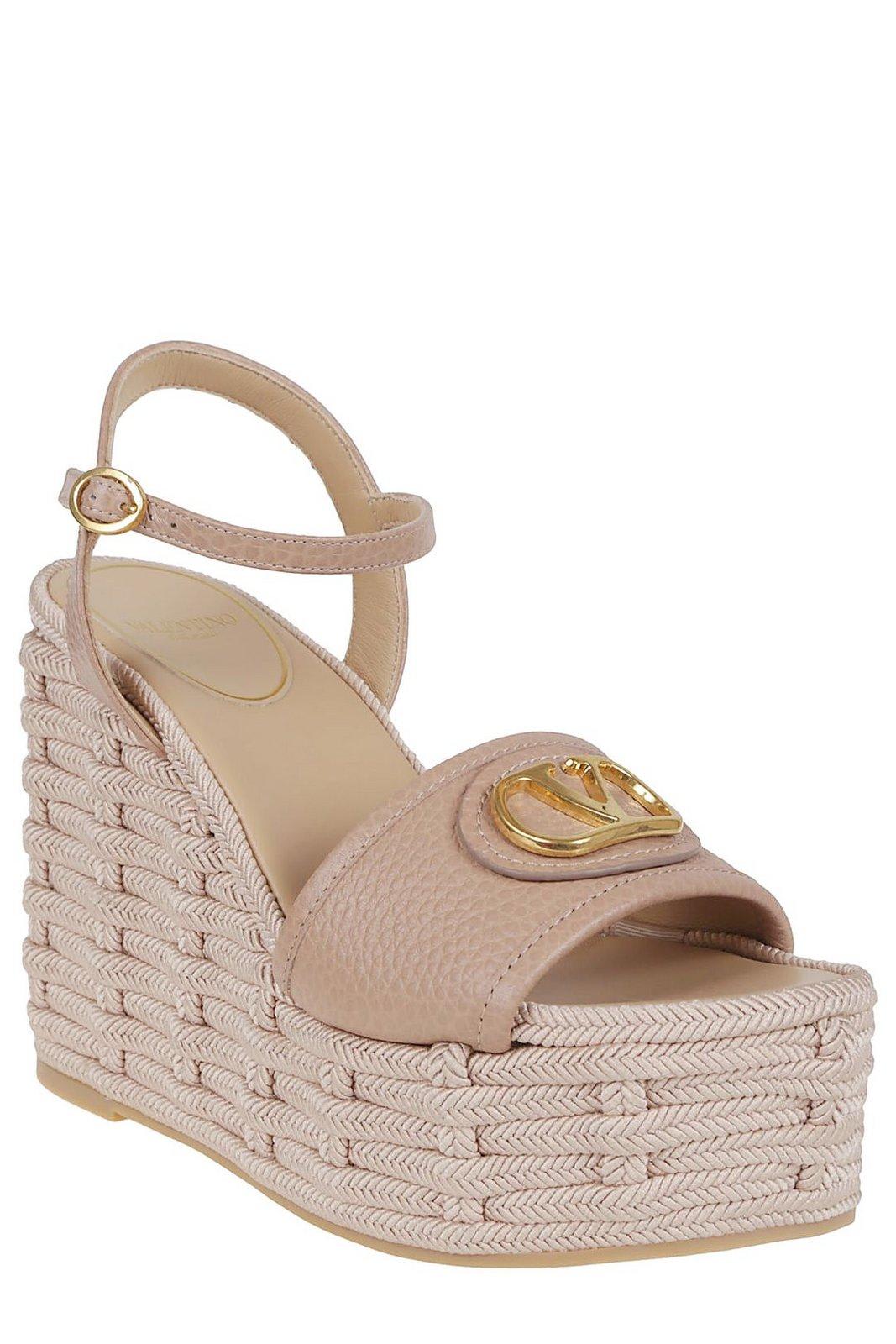 Valentino Wedge Espadrillas Vlogo Signature T. 45 In Pink