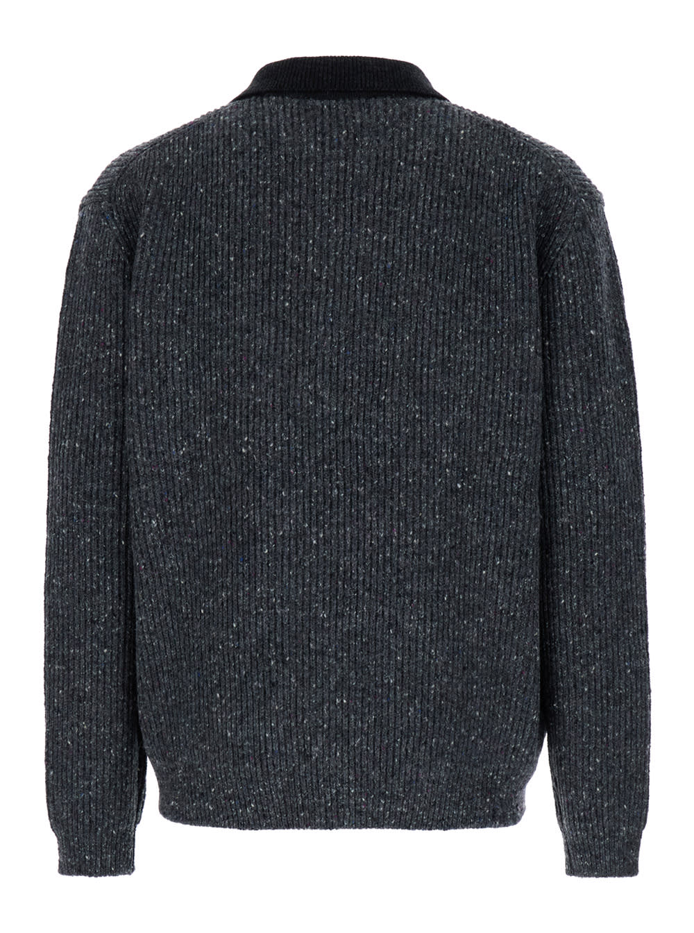 Dunst 'rugby' Grey Sweater With Polo Shirt Style Collar In Grey
