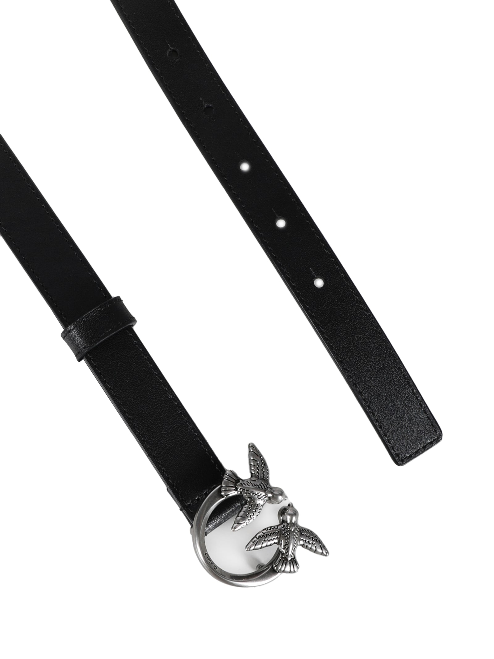 Pinko Love Bird Buckle Belt In Black