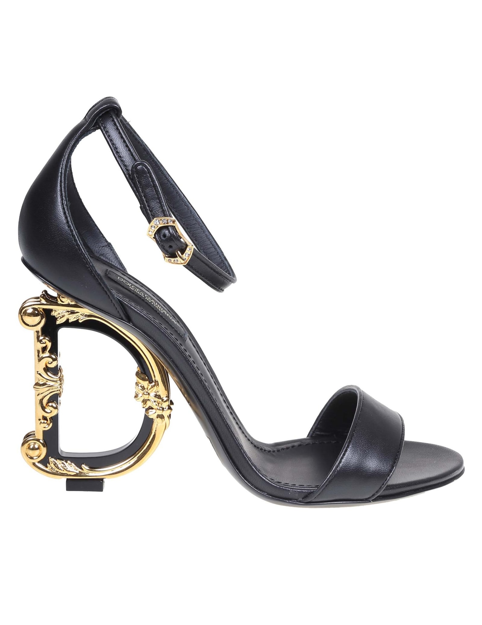Shop Dolce & Gabbana Devotion Sandal In Black Leather