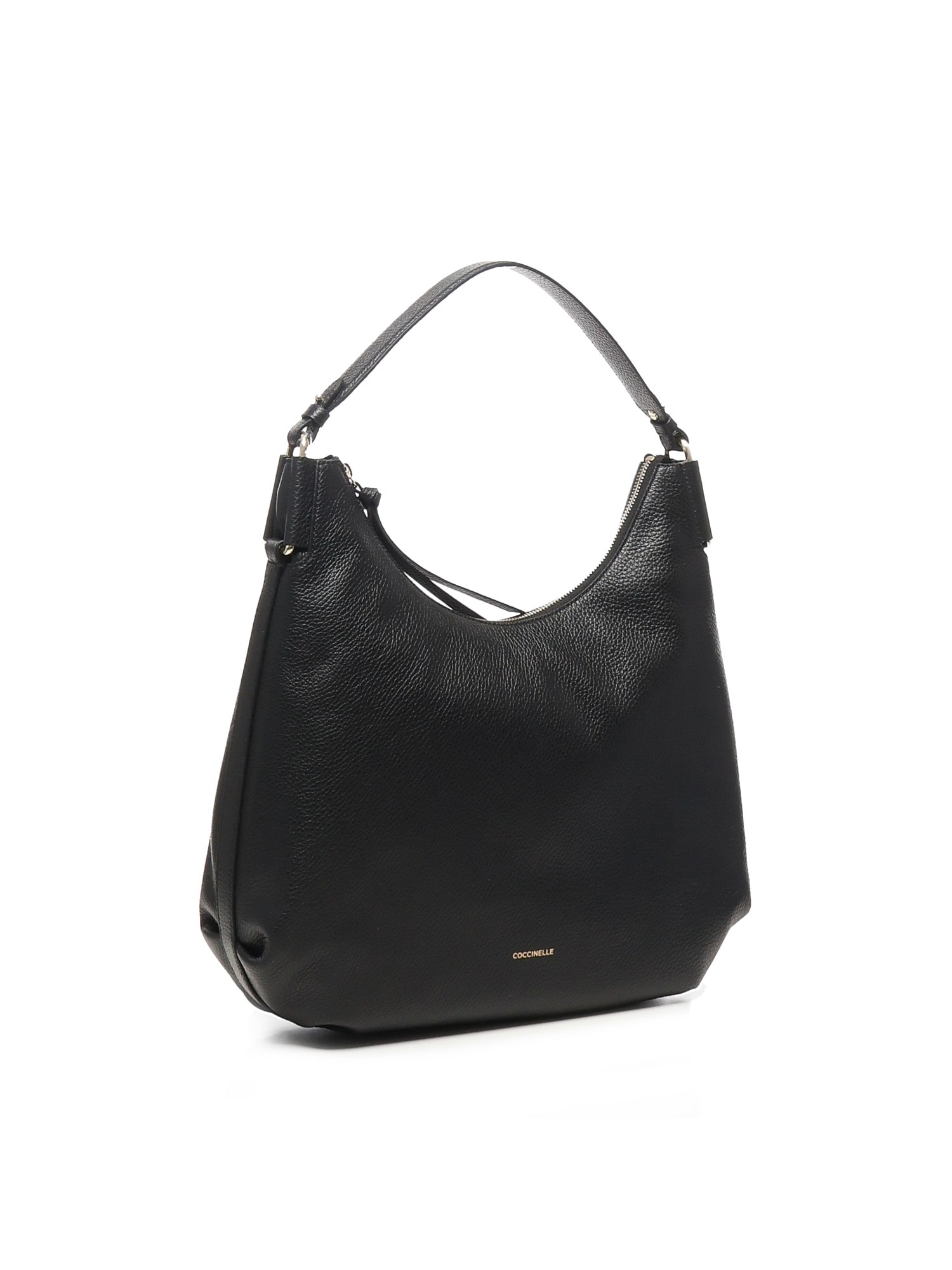 Coccinelle Malory Grained-leather Shoulder Bag In Black