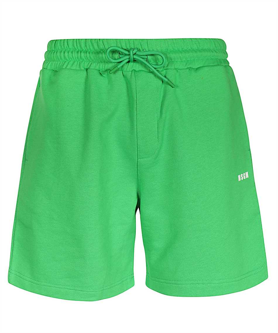 Msgm Elasticated-waistband Logo-detail Shorts In Green