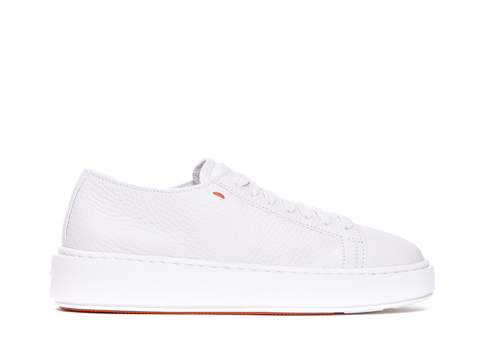 Shop Santoni Bottled Leather Sneakers In White