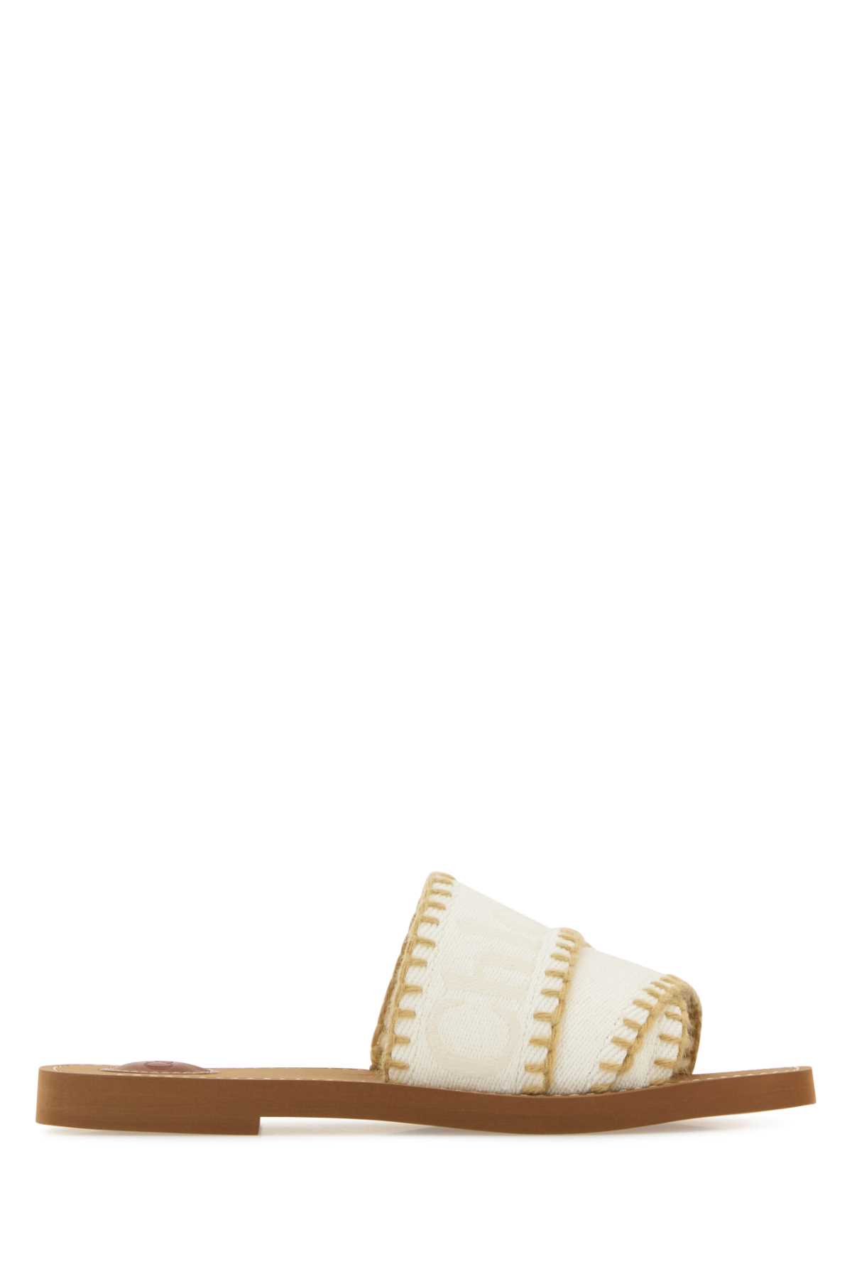 Shop Chloé Ivory Canvas Woody Slippers In Vanillaice