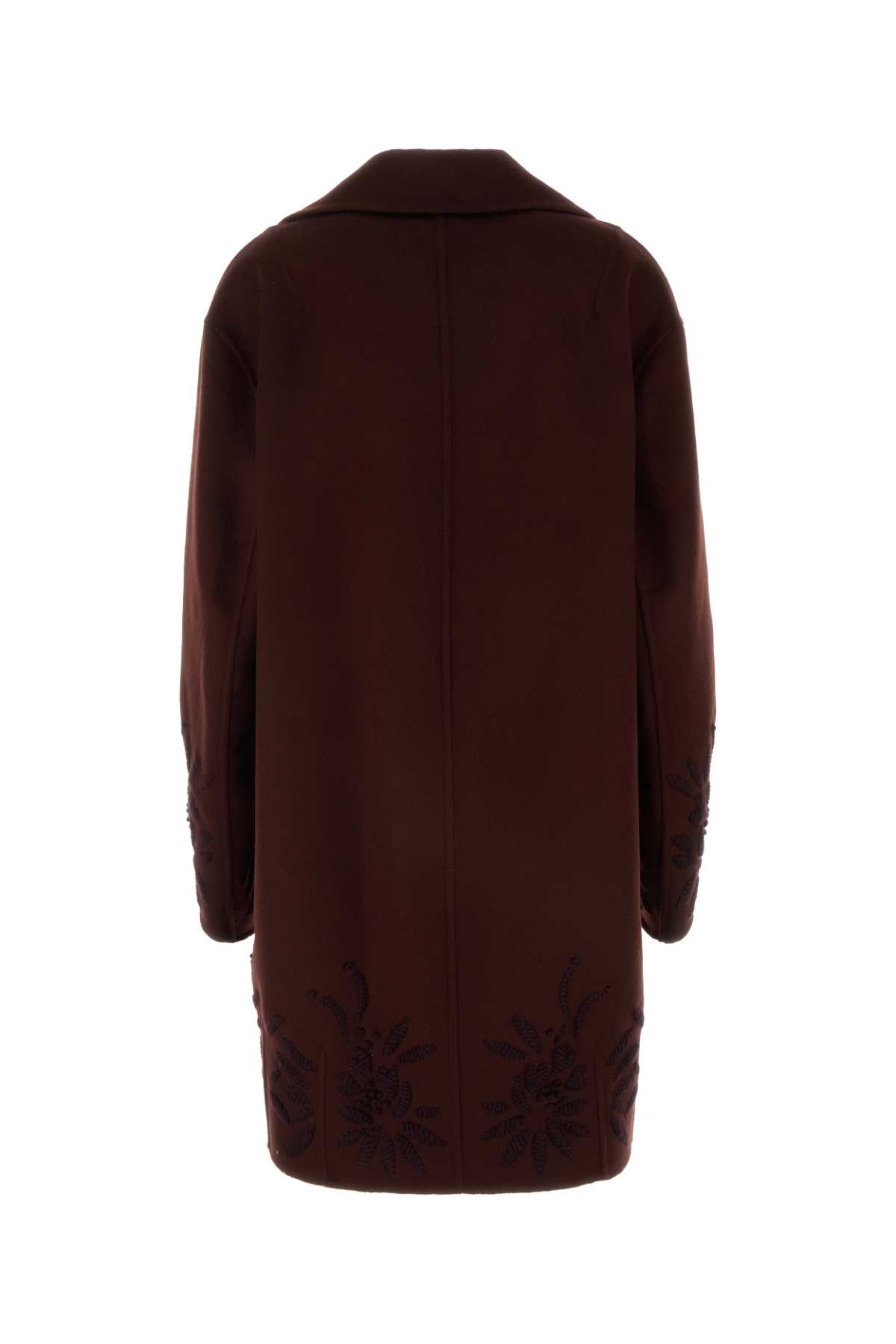 Shop Ermanno Scervino Burgundy Wool Coat In Deepmahog