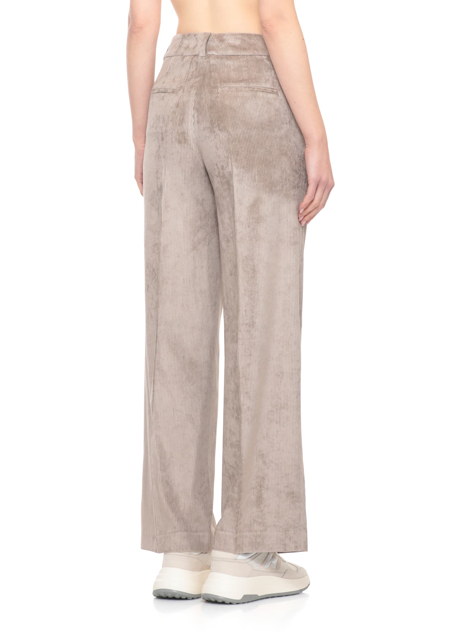 Peserico High Waist Wide Leg Trousers With Pockets In Brown