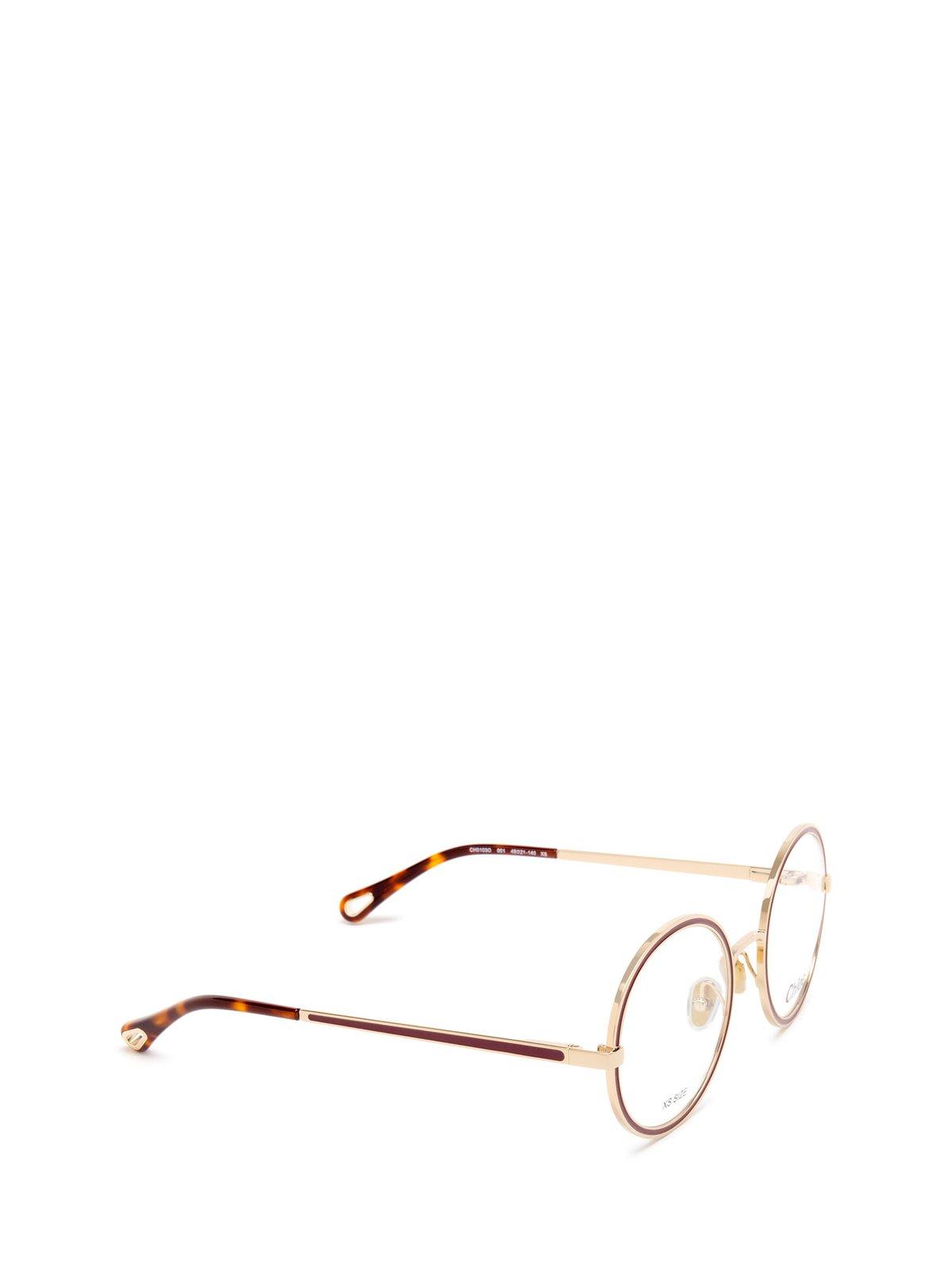 Shop Chloé Round Frame Glasses In 001 Gold Gold Transparent