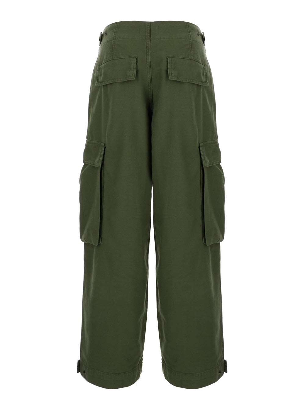 Shop Frame Green Cargo Pants With Patch Pokets In Cotton Woman