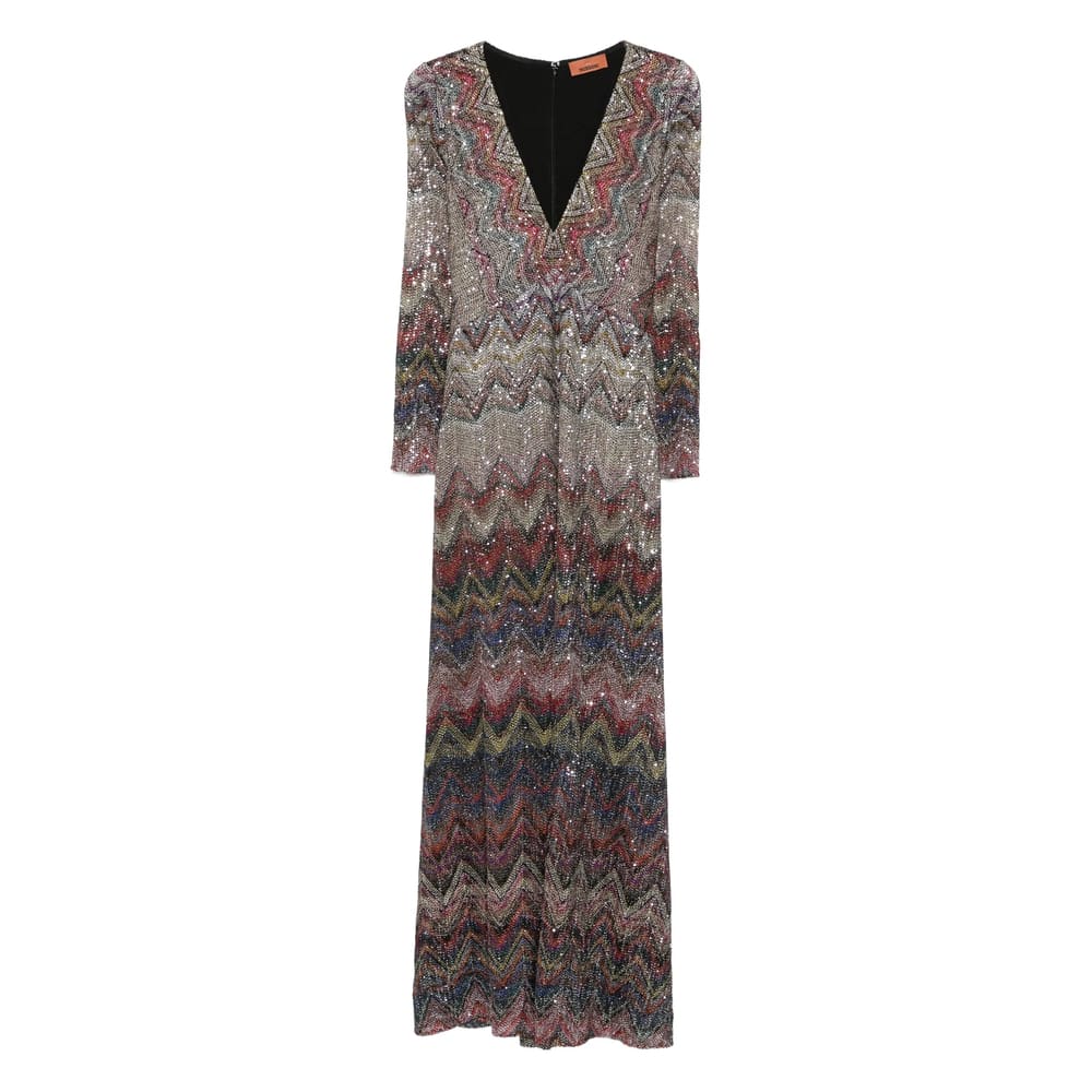 Missoni Midi Dress With Zigzag Pattern In Brown