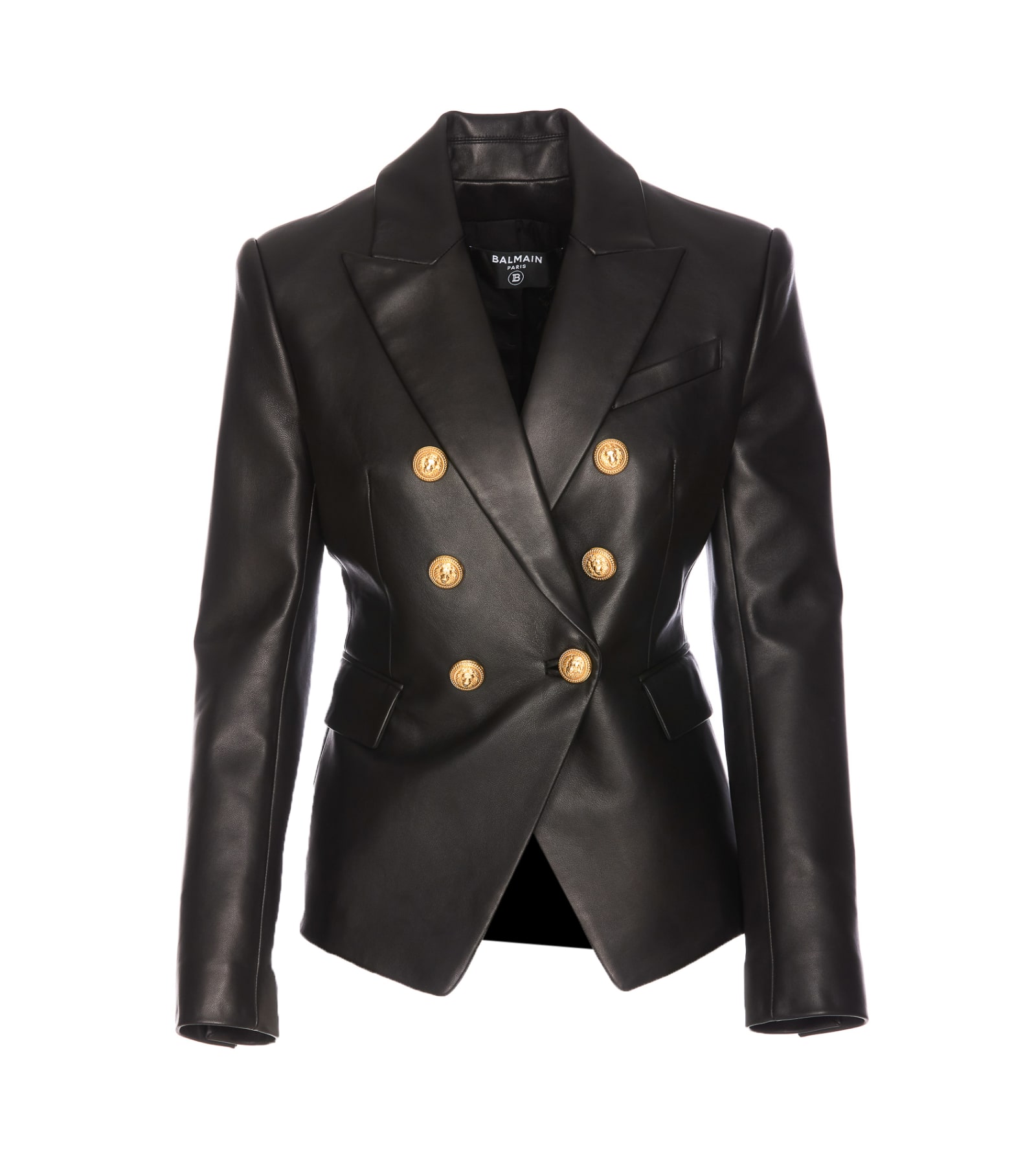 Shop Balmain 6 Buttons Classic Leather Jacket In Black