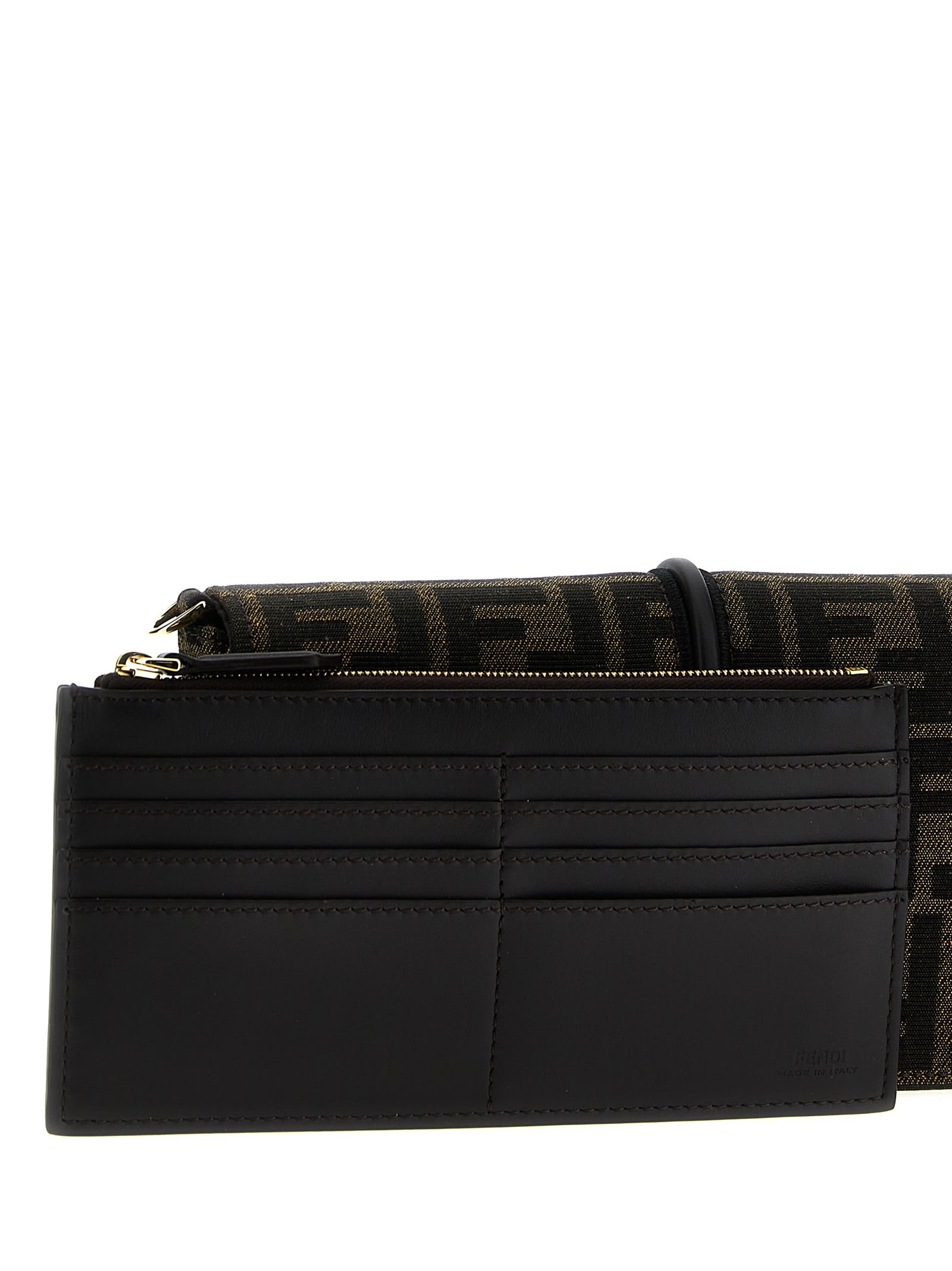 Shop Fendi Graphy Wallet On Chain In Tabacco