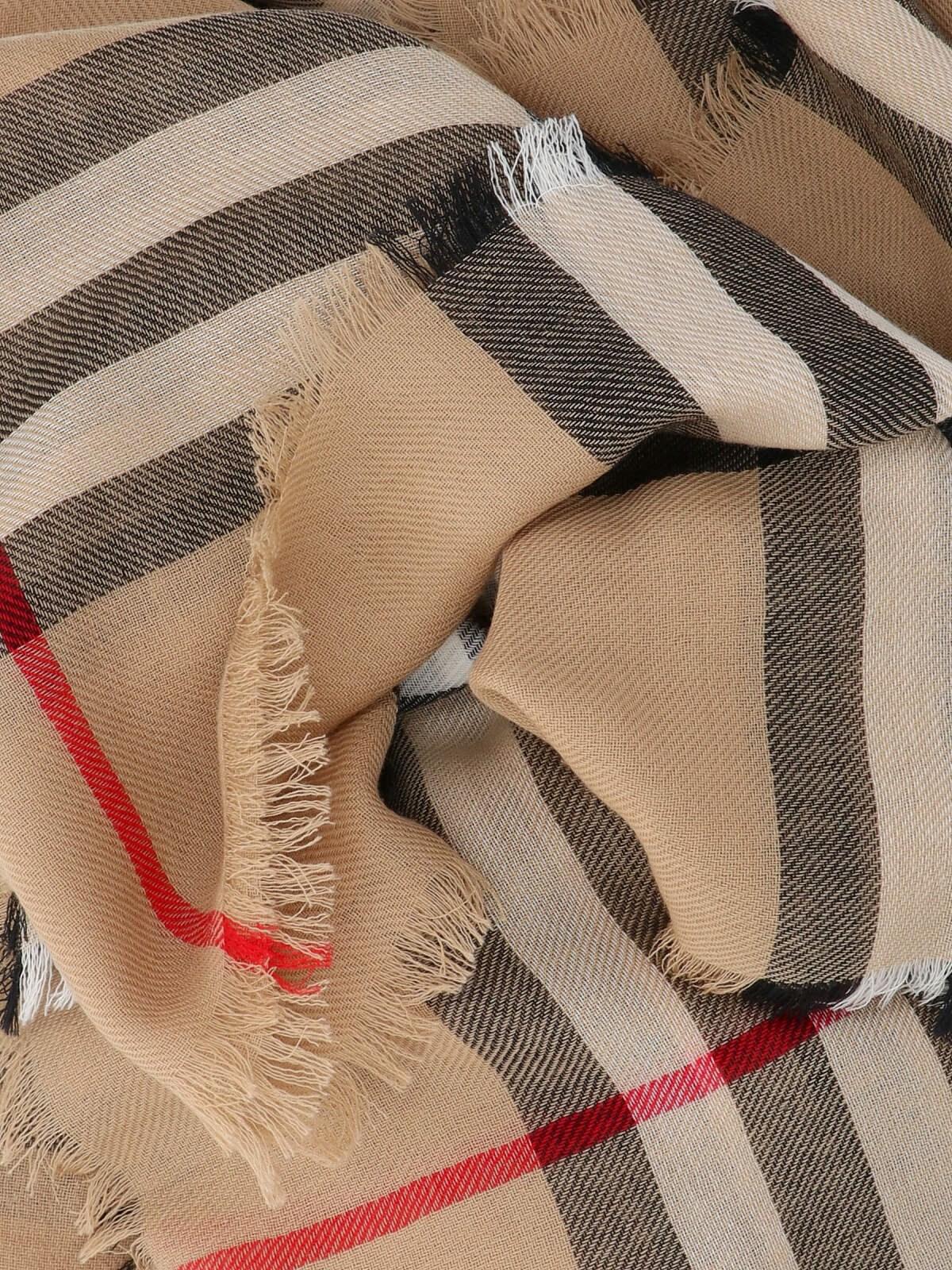 Shop Burberry Check Pattern Scarf