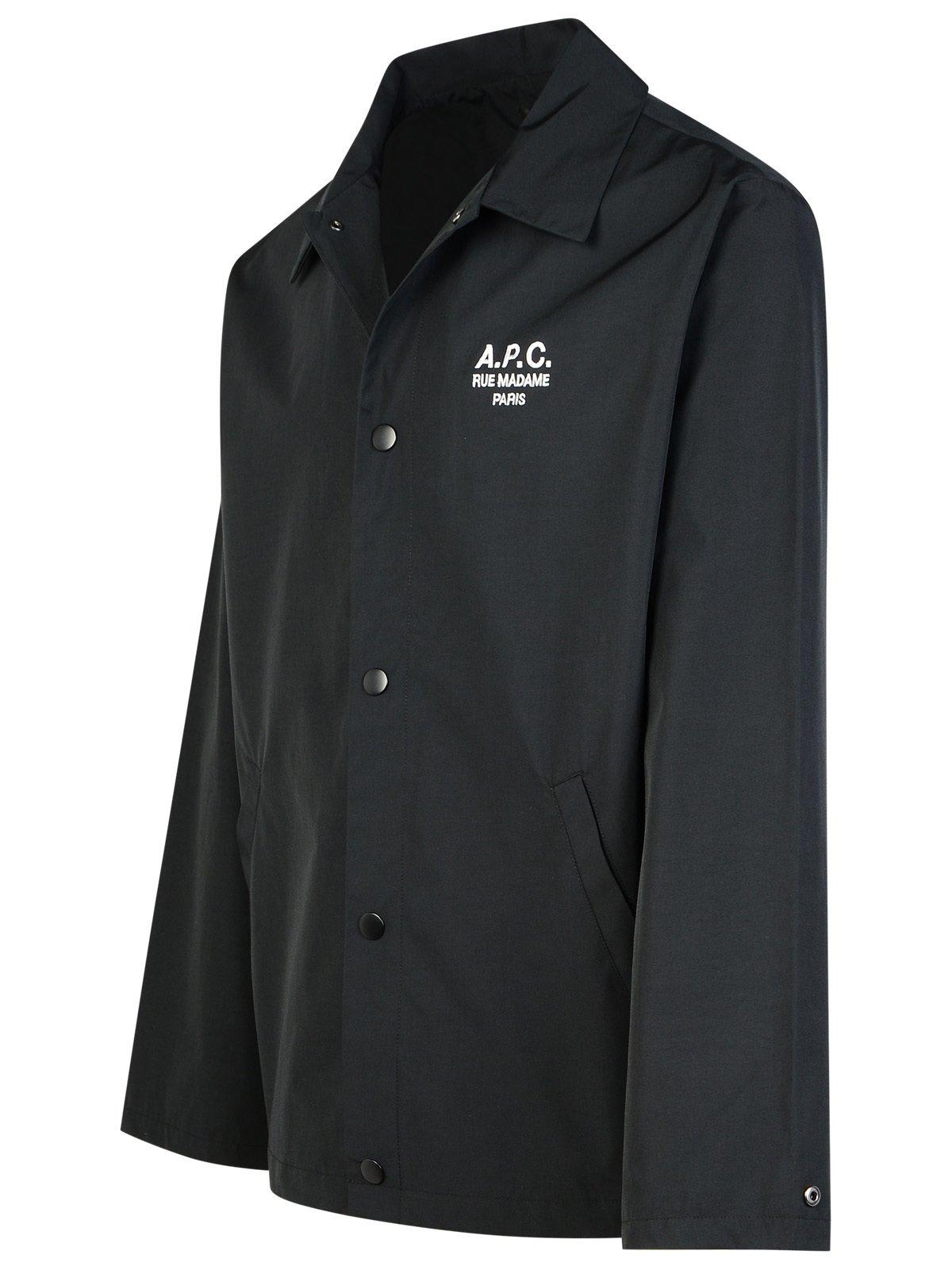 Shop Apc Logo Embroidered Snapped Bomber Jacket In Black