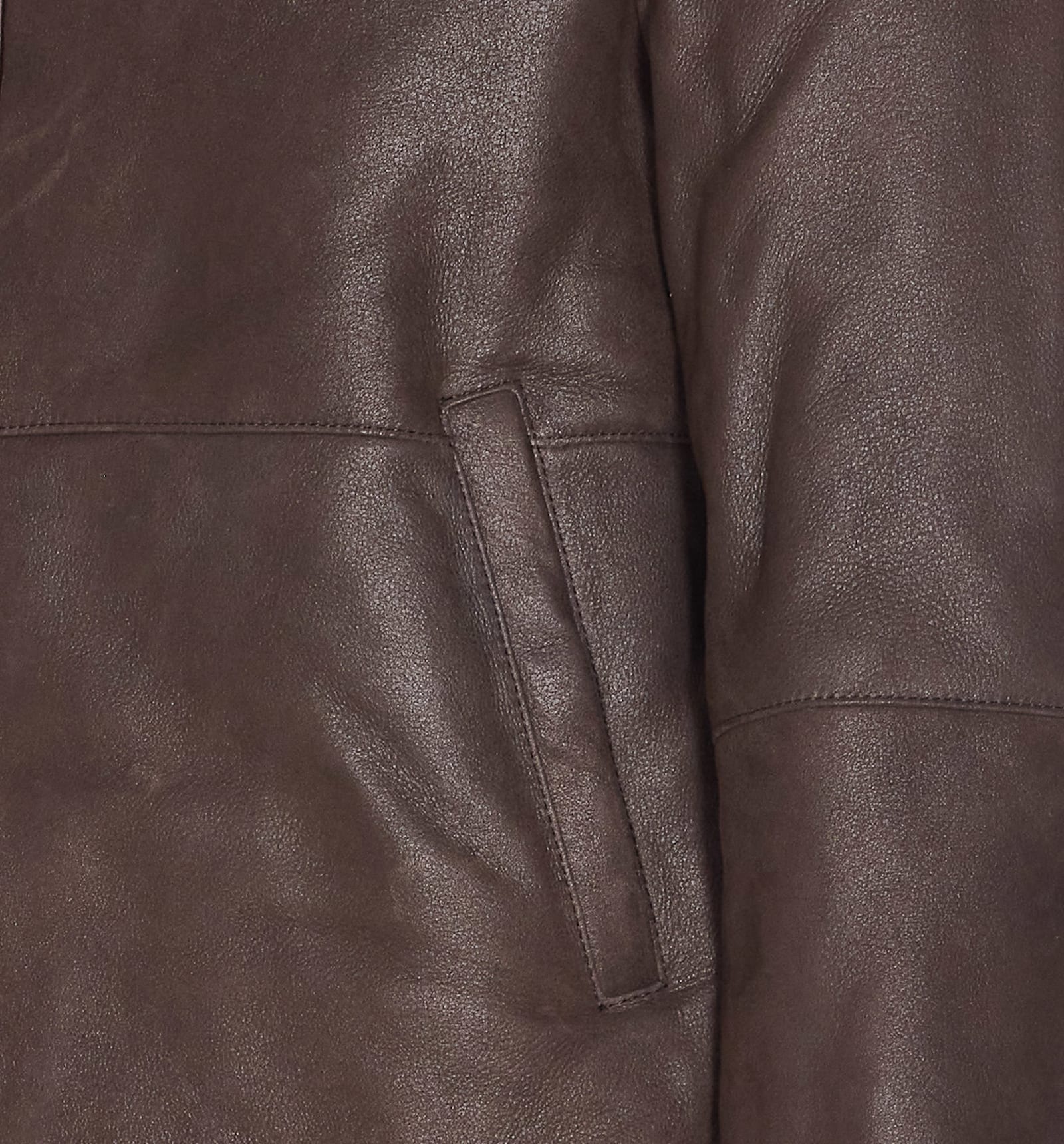 Sword 6.6.44 Brown Shearling Jacket Frontal Zip Closure In Brown