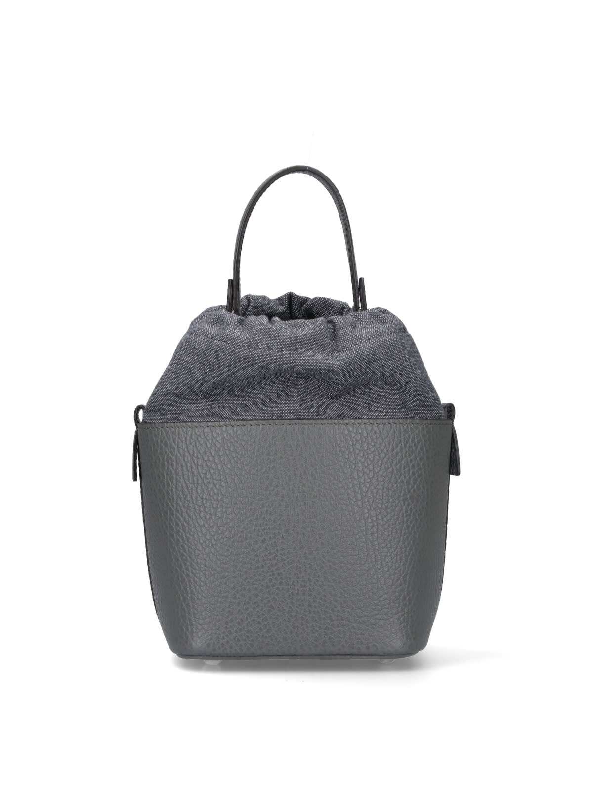 Maison Margiela 5ac Drawstring Leather Bucket Bag In Gray